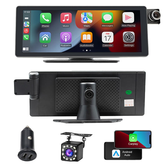 FINYQBET Autoestéreo para Carro con Pantalla de 10.26 Pulgadas, Compatible con Apple CarPlay y Android Auto Inalámbrico, Bluetooth 5.0, Soporte para Cámara de Respaldo y Grabación de Video