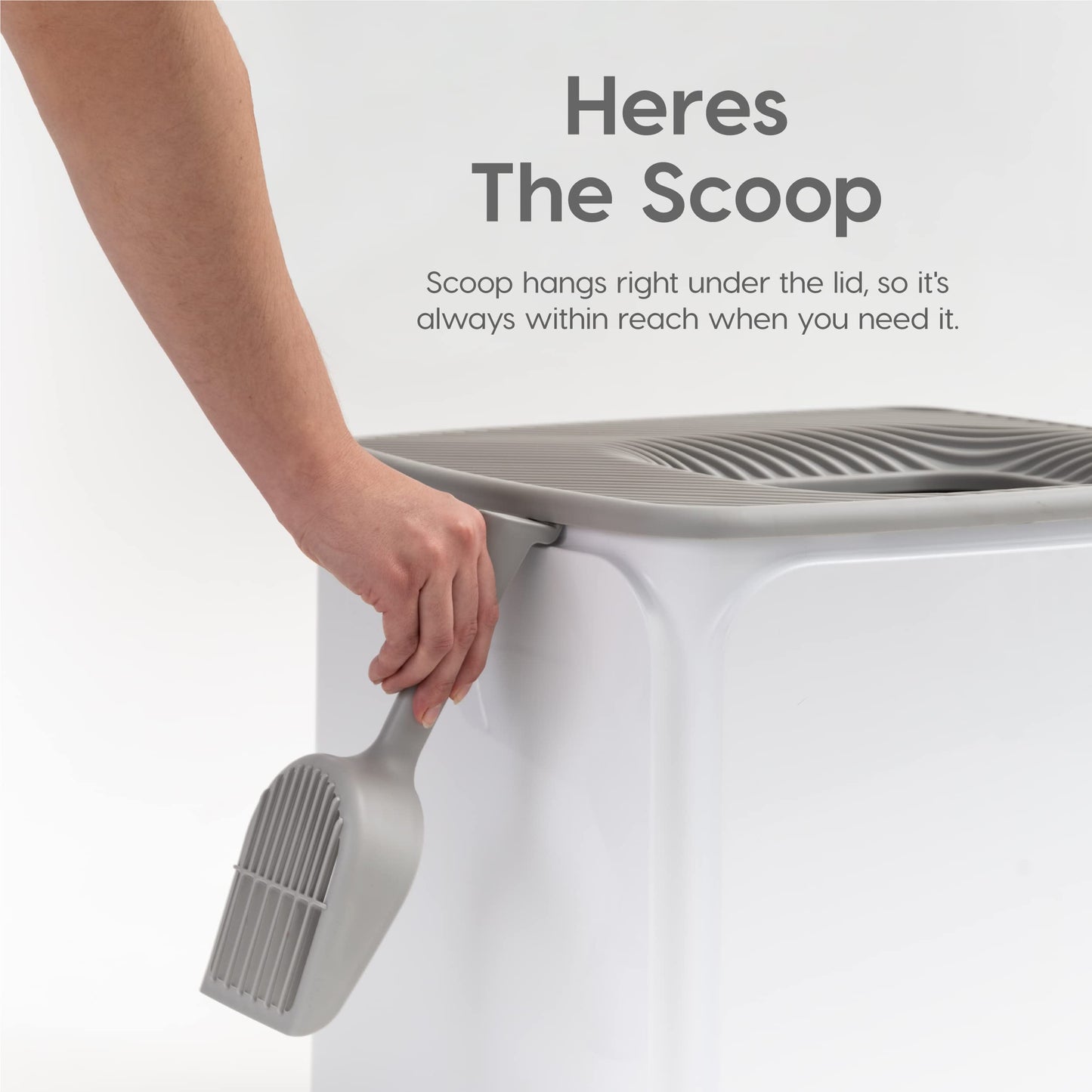 Caja de Arena para Gatos IRIS USA Blanco Gris de Alta Calidad con Entrada Superior y Control de Olores