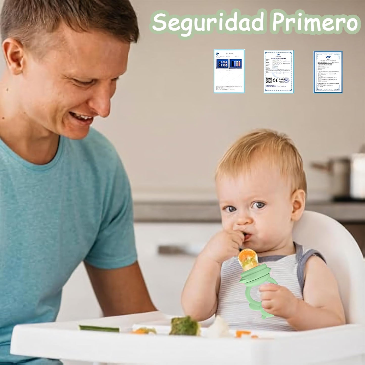 EHRHDKNS Bandeja Congeladora de Alimentos para Bebés Sin BPA, Adecuado para la Introducción Segura de Alimentos, Fruta y Papillas a Partir de los 4 Meses, Fortalece los Dientes del Bebé y le Ayuda a Comer Sano (Verde, Oso)