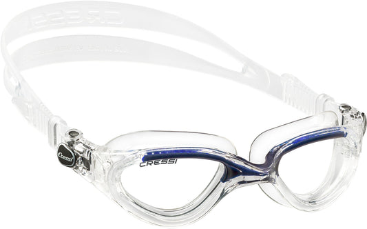 Cressi Flash Gafas de natación Premium Ultra Transparentes Fabricadas en Italia, Clear/Blue