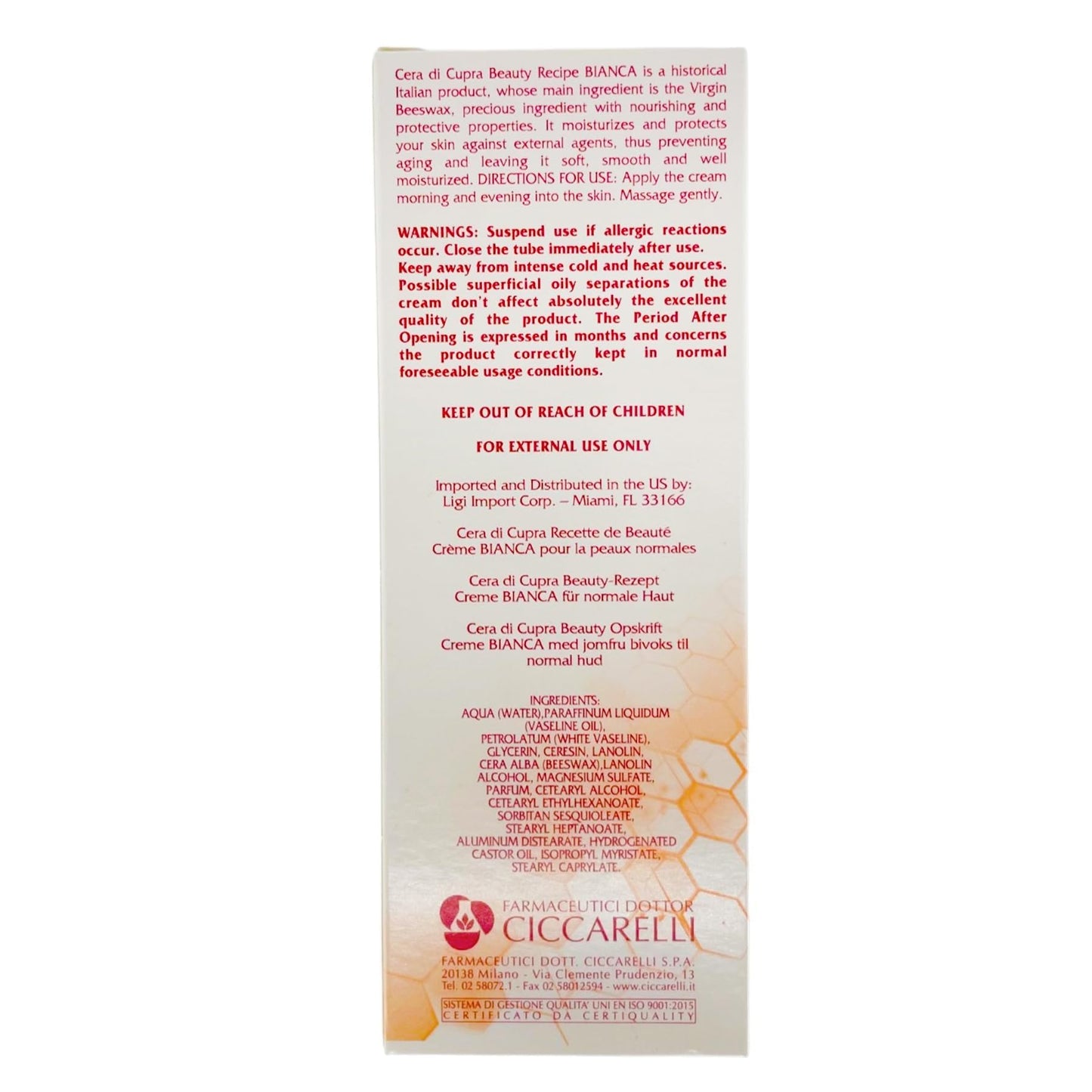 Cream For Normal or Oily Skin 75ml White by Cera di Cupra