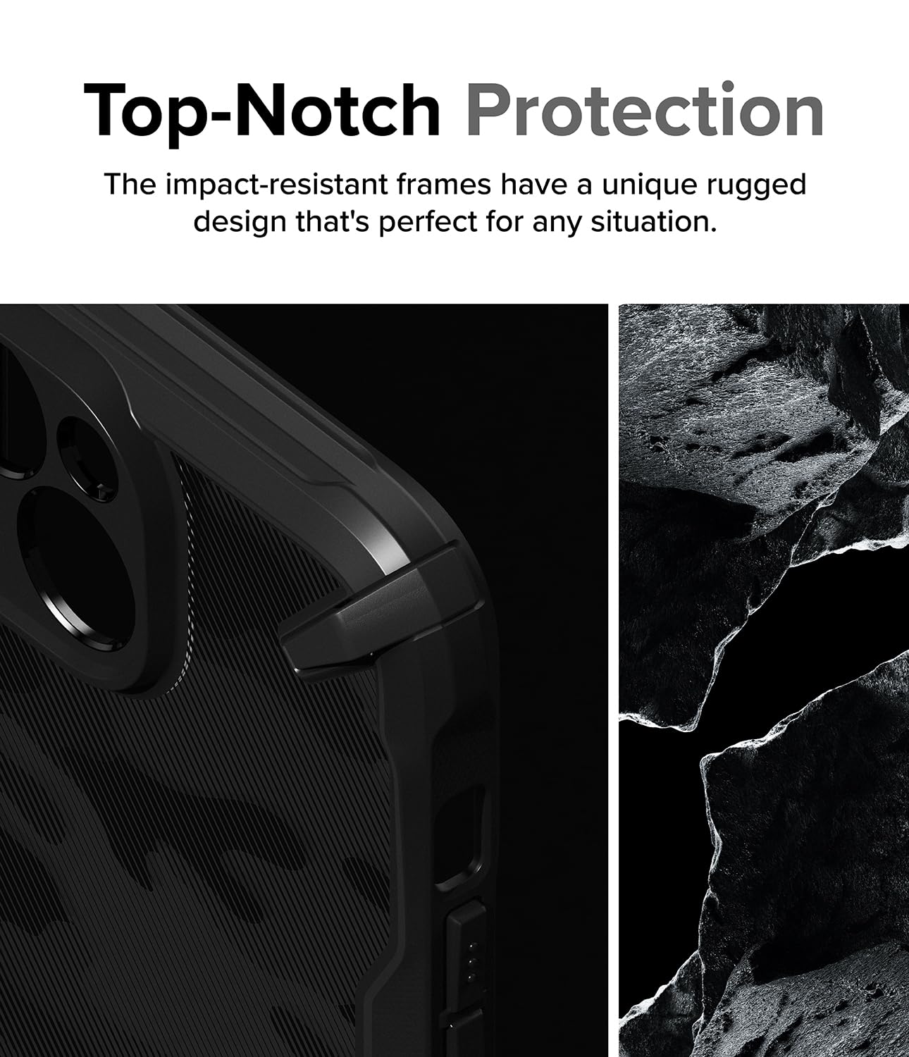 Funda iPhone 15 Ringke Fusion-X Camo Black Parachoques Resistente a Impactos Carcasa Militar