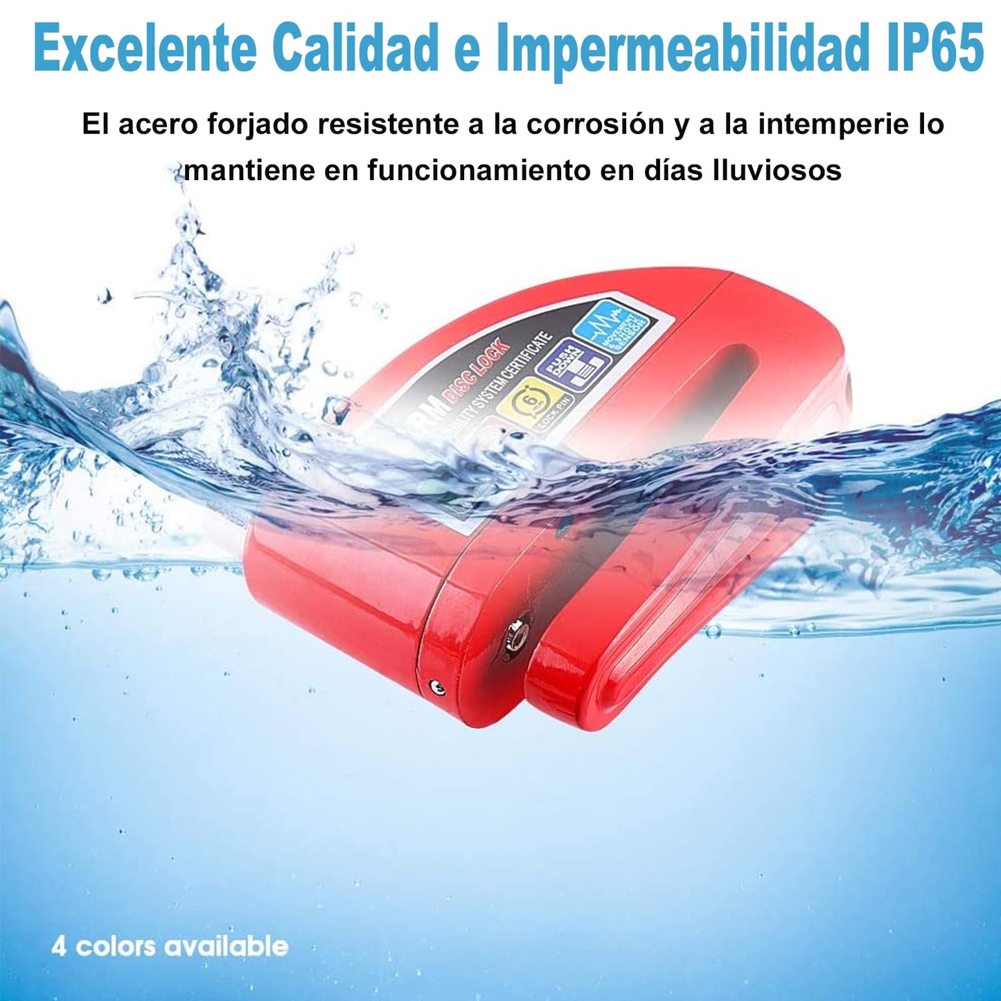 Candado para Motocicleta y Bicicleta, Candado para Motocicleta Universal con Alarma de 110dB Impermeable IP65 Seguro Antirrobo Compatible con Motocicleta Bicicleta etc Vehículos con Llanta de Disco