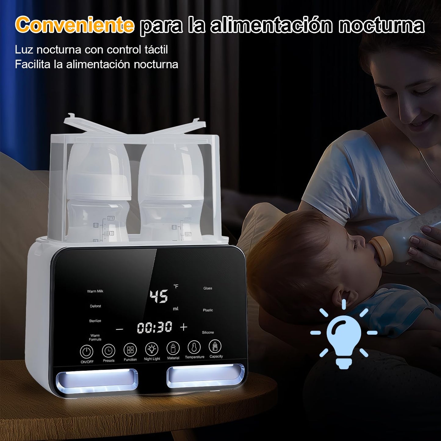 Calentador de Biberones Multifuncional, 8 en 1 Esterilizador de Biberones