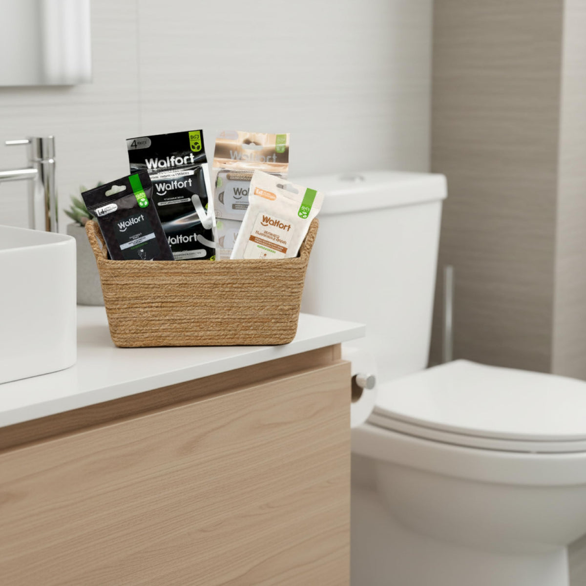 Papel Higiénico y Toallas Íntimas Walfort Biodegradable a Base de Plantas con Vitamina E y Aloe Vera