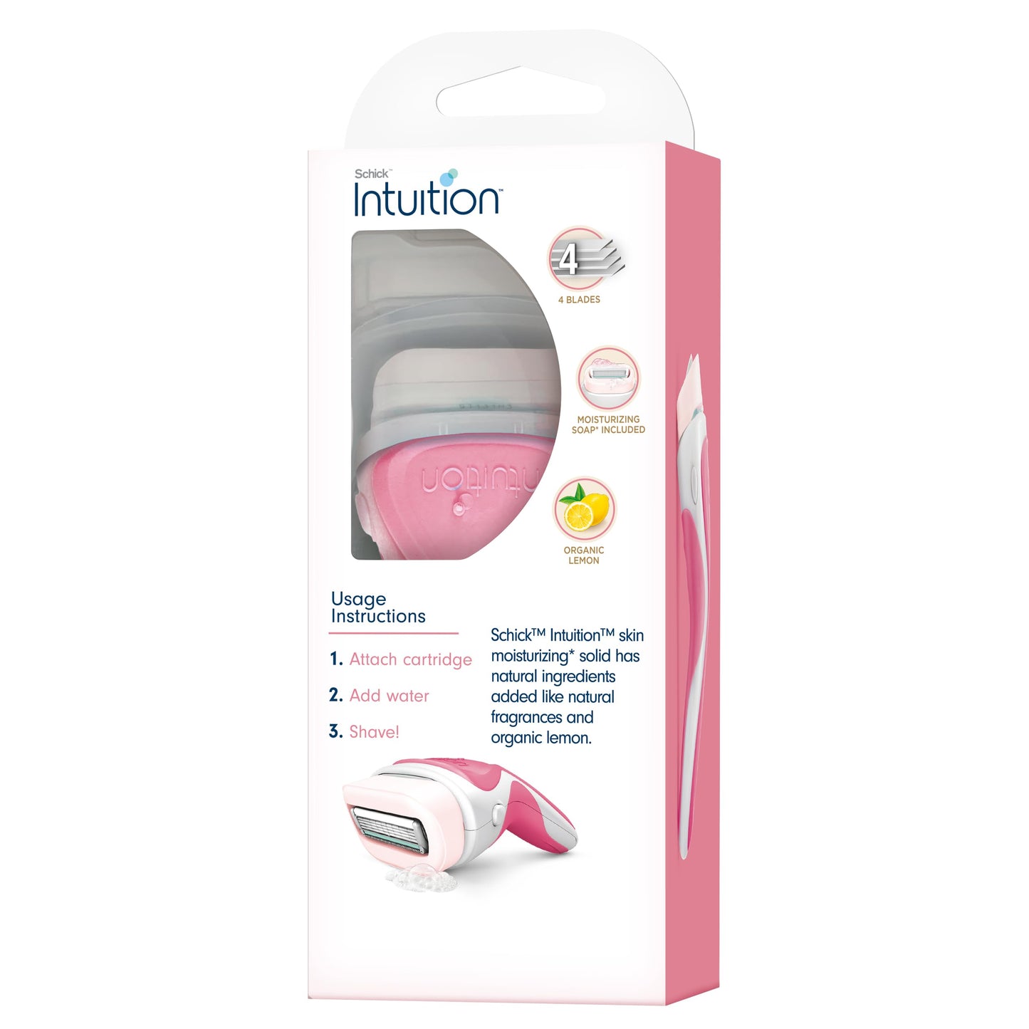 Schick Intuition - Maquinillas de afeitar de limón y bayas para mujer | 1 maquinilla de afeitar y 2 cuchillas de afeitar de intuición con limón orgánico