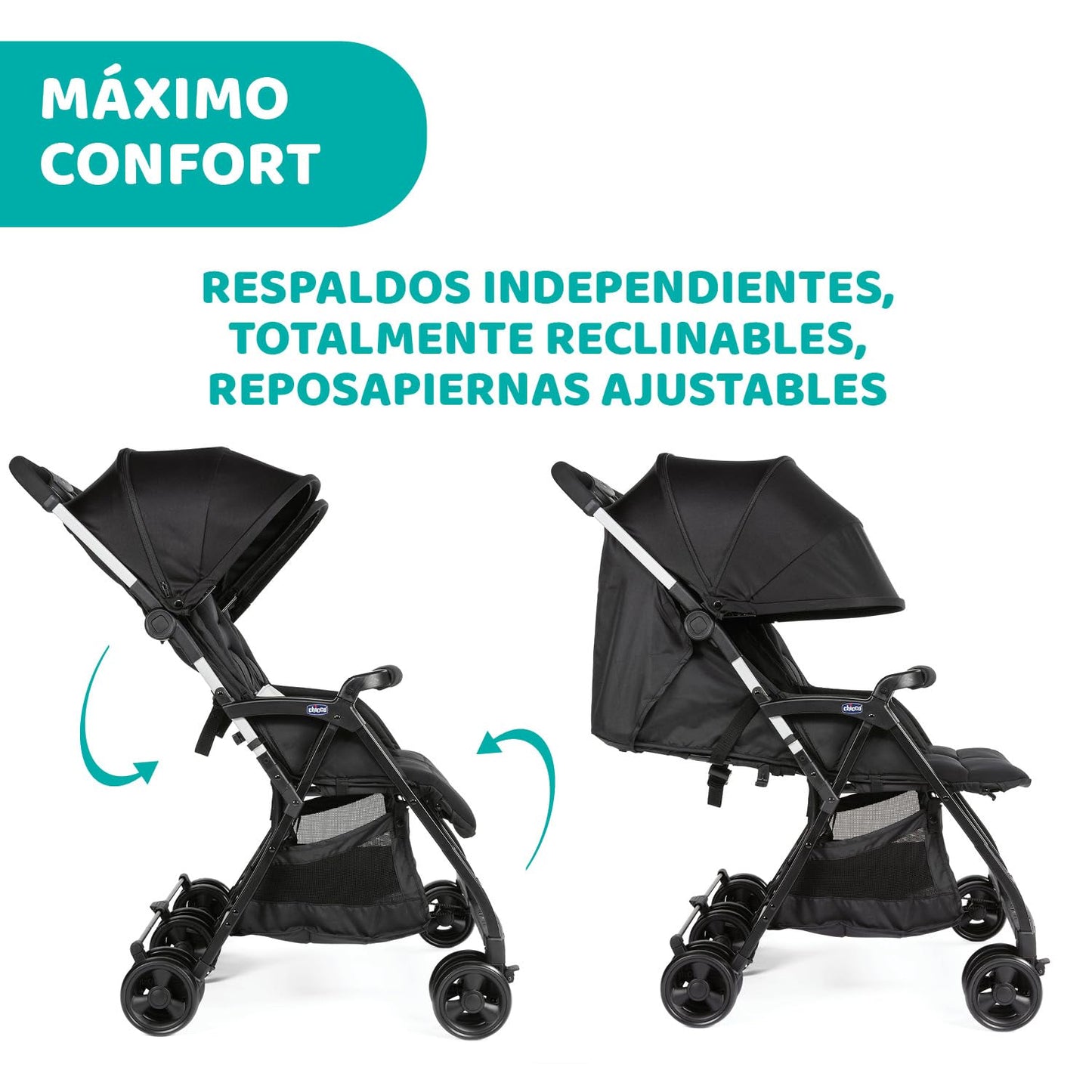 CHICCO, Carriola Gemelar Ohlalà Twin, Carriola Doble, Color Negro