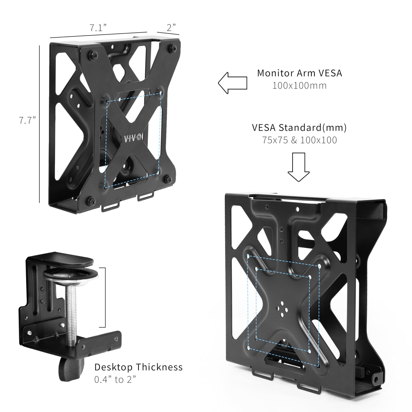 Soporte VESA para Monitor VIVO Negro con Abrazadera, Diseñado para Dell OptiPlex Micro CPU