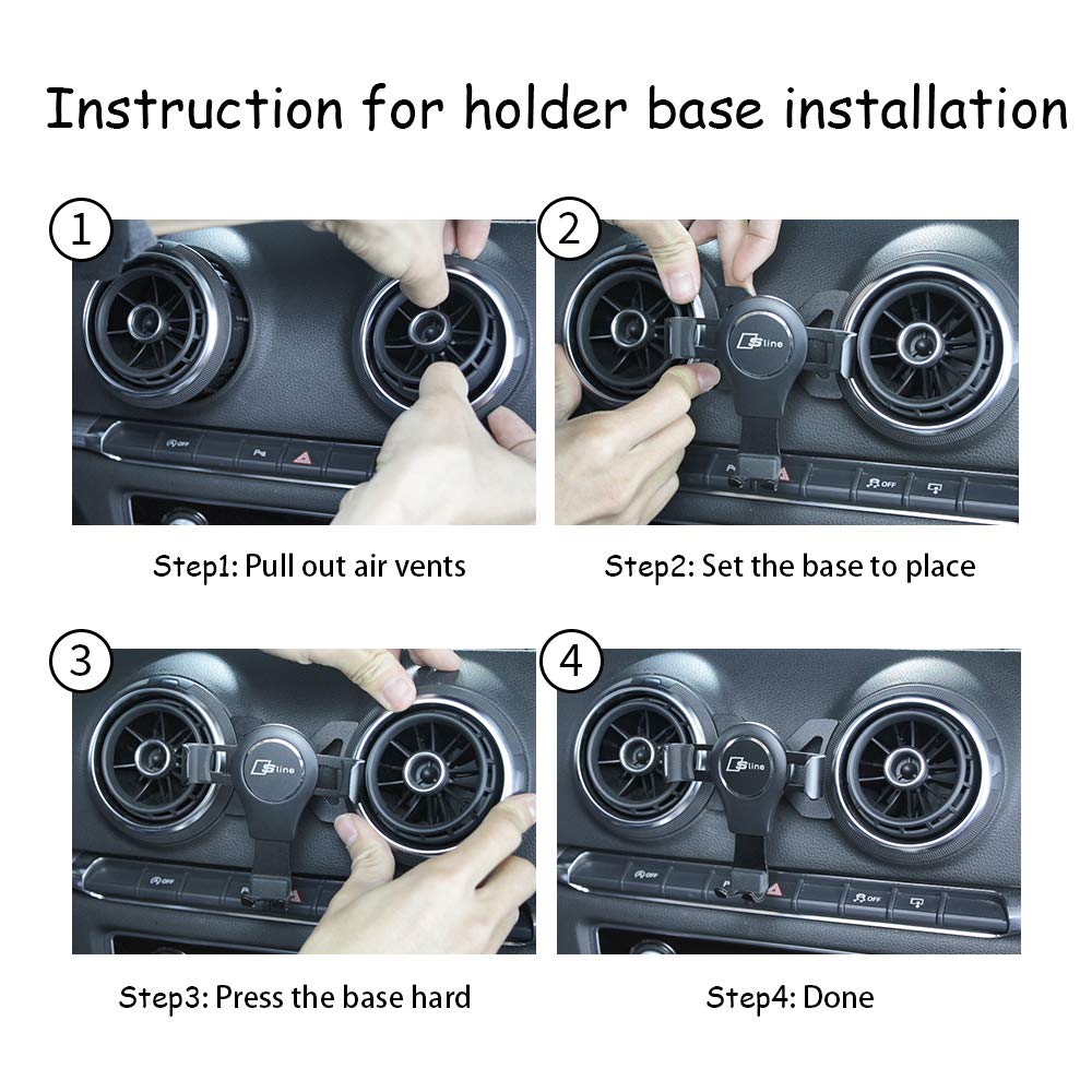 Soporte para Teléfono de Coche LUNQIN Negro para Audi A3 S3 RS3 2014-2020