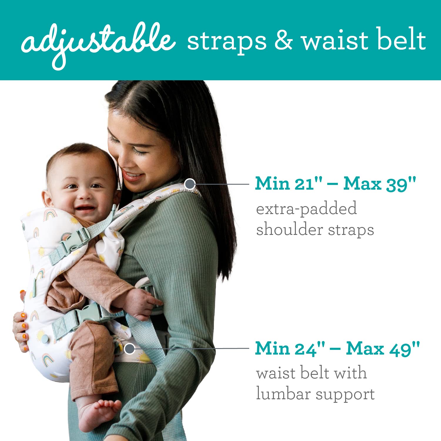 Infantino Flip Advanced Portabebés 4 en 1 - Ergonómico, Convertible, frontal y frontal hacia fuera Portabebés delantero y trasero para recién nacidos a niños pequeños 8-35 libras, arco iris