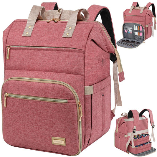 LTINVECK - Funda organizadora de esmalte de uñas con capacidad para 70 botellas y lámpara de uñas, 2 capas desmontables, kit de suministros de uñas, Rosado, Viajes