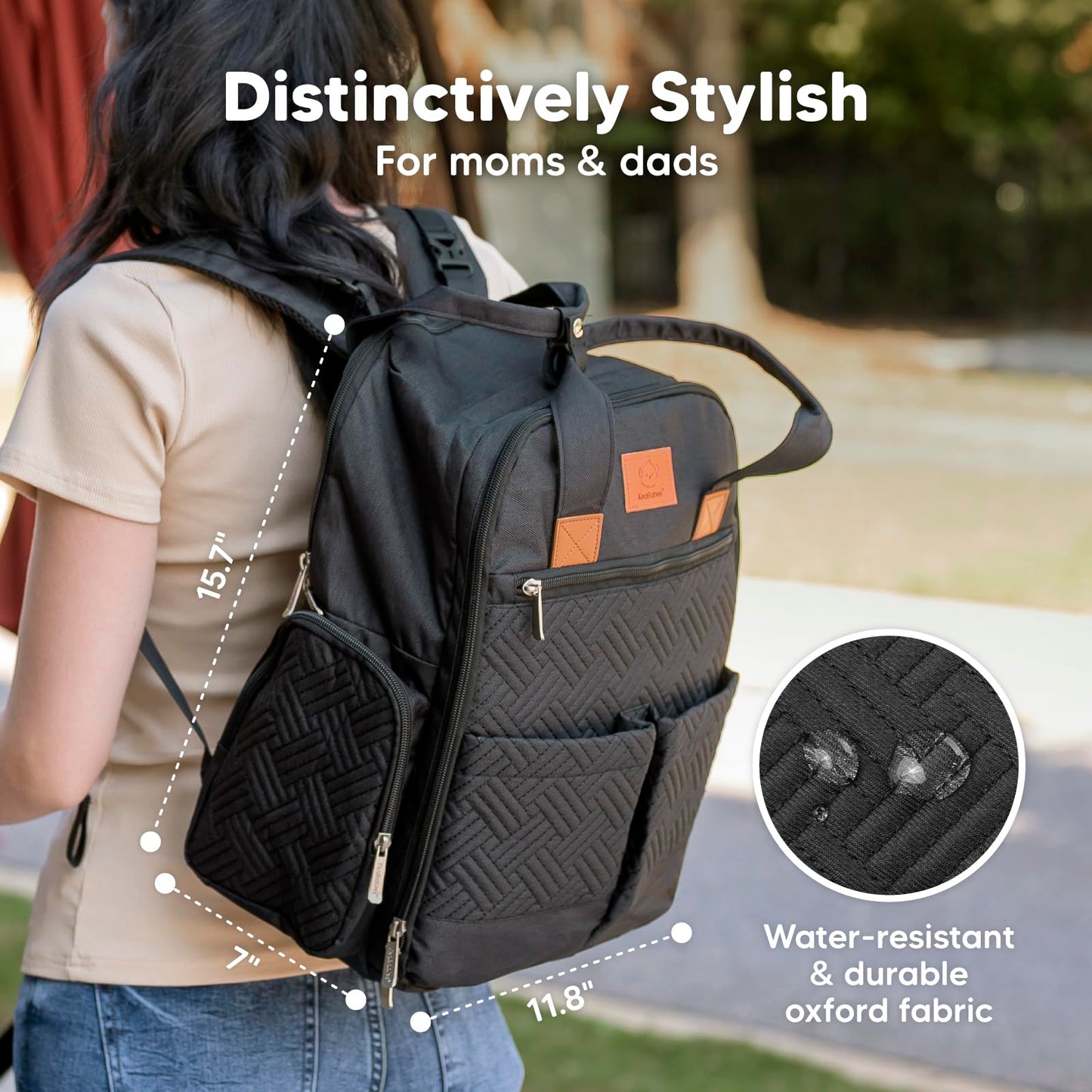 KeaBabies - Mochila para pañales para niñas, niños, mamá y papá (carbón)