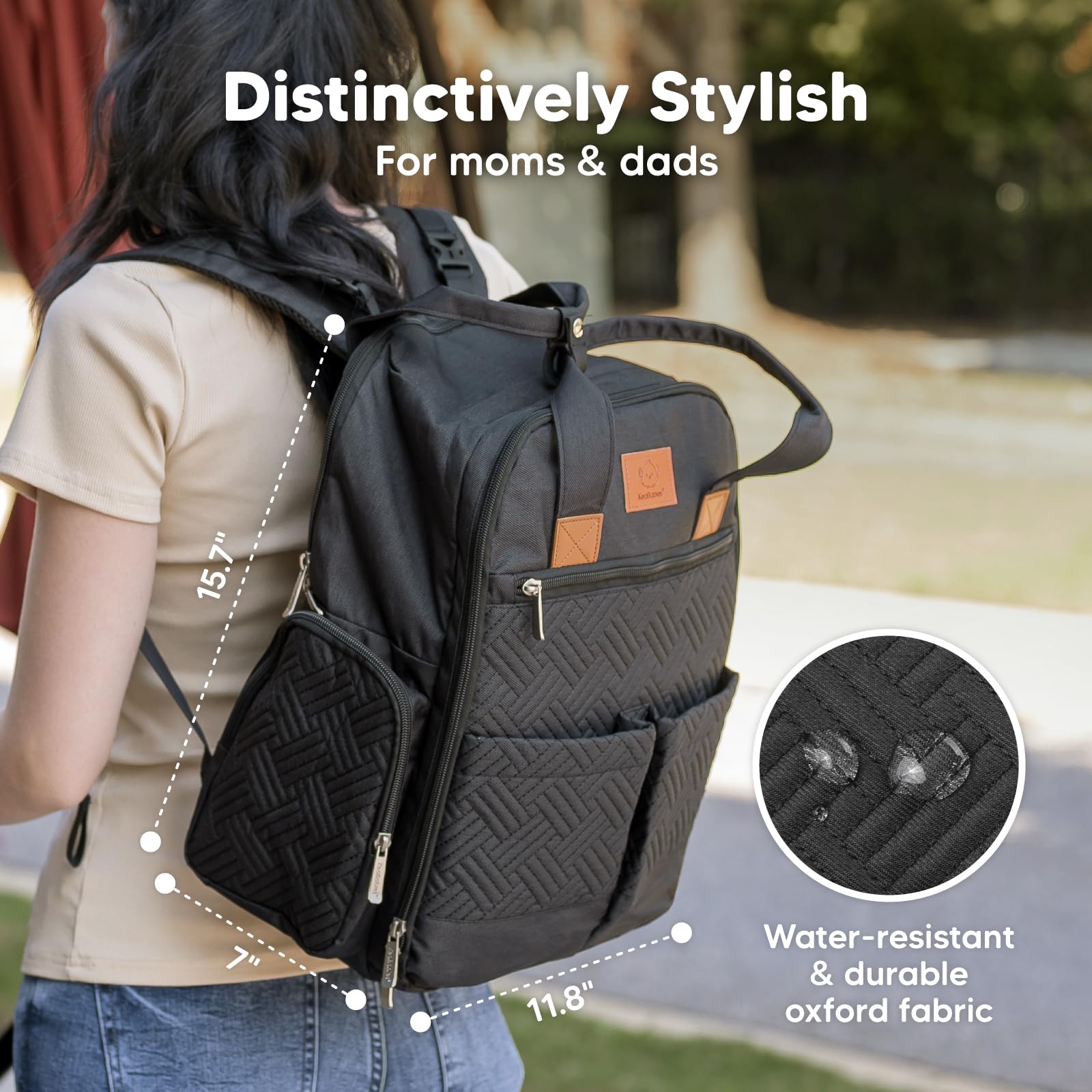 KeaBabies - Mochila para pañales para niñas, niños, mamá y papá (carbón)