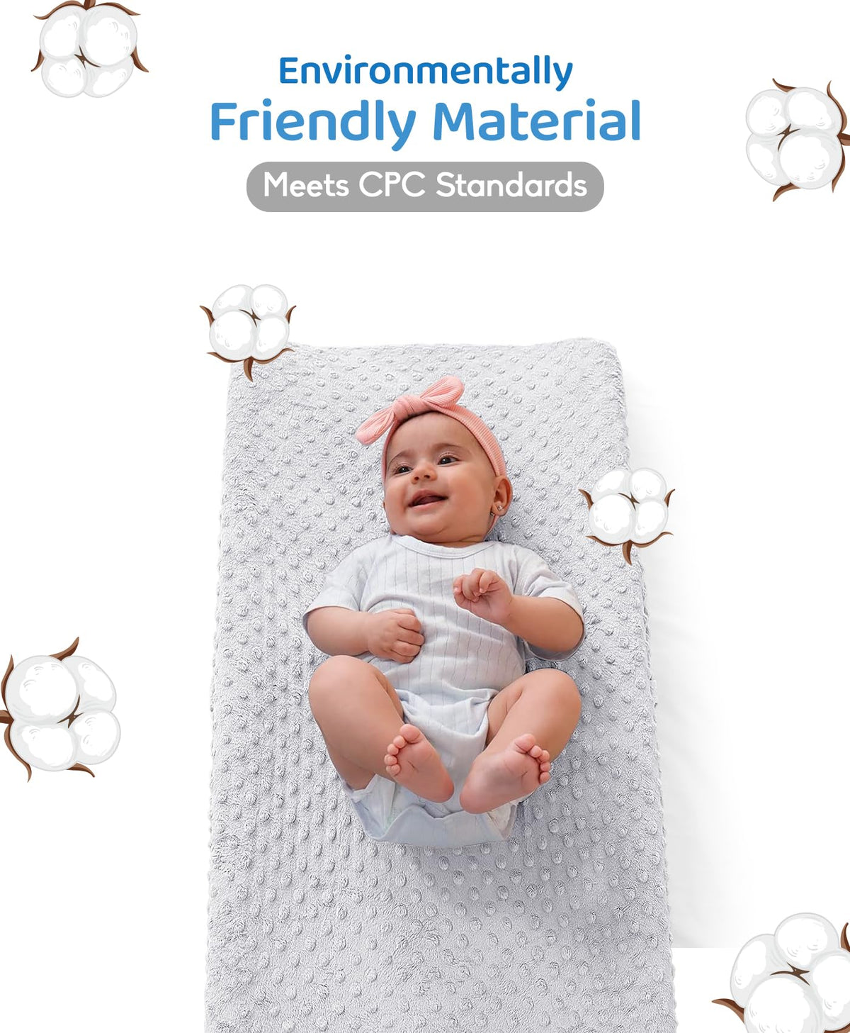 LOONAH - Cambiador pequeño compacto con cubierta, 27 x 16 pulgadas, cambiador de pañales contorneado para cuna combinada con cambiador, impermeable e hipoalergénico, correa de seguridad con hebilla de