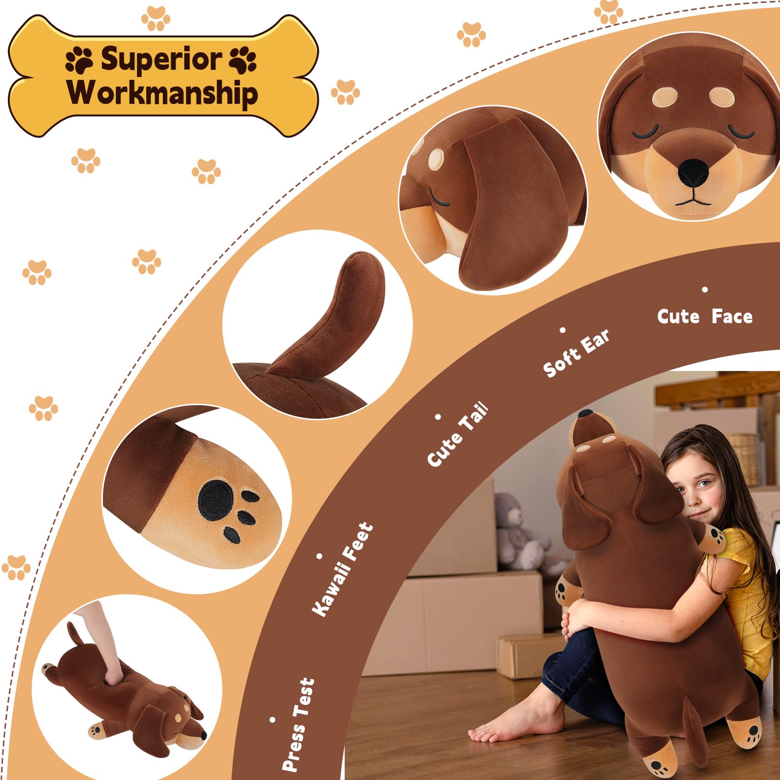 Juguete de peluche gigante de 30 pulgadas para perro salchicha, peluche de peluche Weiner, juguete de peluche grande para dormir, lindo animal de peluche para perro Weiner, regalos de cumpleaños para