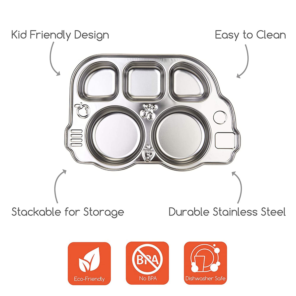 Innobaby Stainless Bus Divided Platter 2 Trays