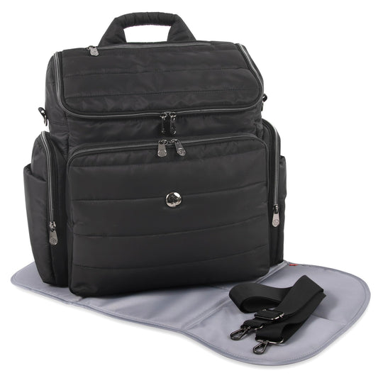 Mochila Cruzada Fisher-Price Madison con Cambiador Plegable y Bolsillo Aislado en Azul