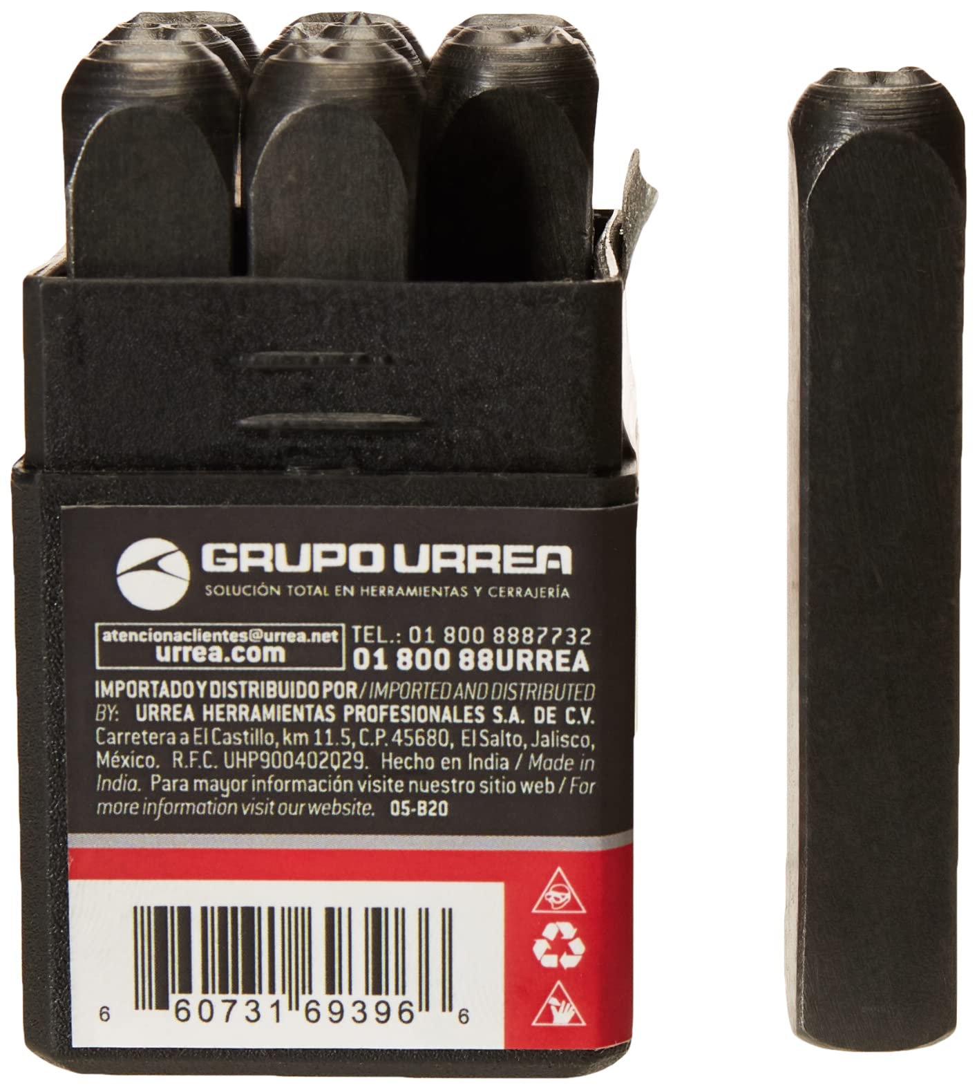 Juego de Números Urrea Negro 6 mm 9 Piezas