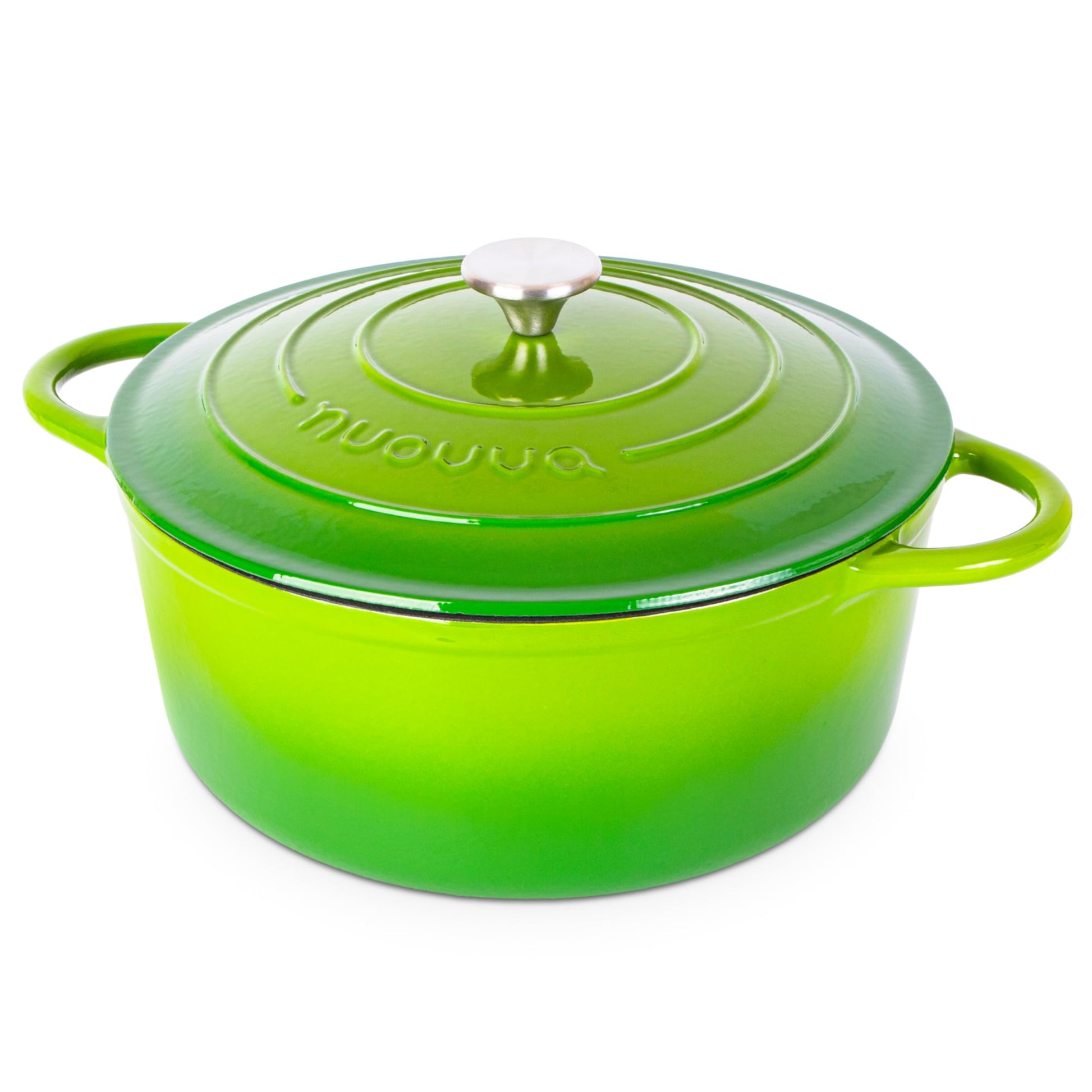 Nuovva - Horno Holandés de Hierro Fundido con Tapa - Cacerola Esmaltada Antiadherente - Verde, 7.3 Cuartos de Galón, 30 cm