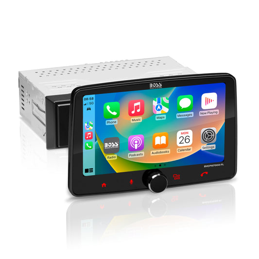 Boss Audio Systems Sistema estéreo de Audio para automóvil BVCP9700A-FL: Apple CarPlay, Android Auto, DIN único de 7 Pulgadas, Pantalla táctil capacitiva, Unidad Principal de Audio Llamadas Bluetooth