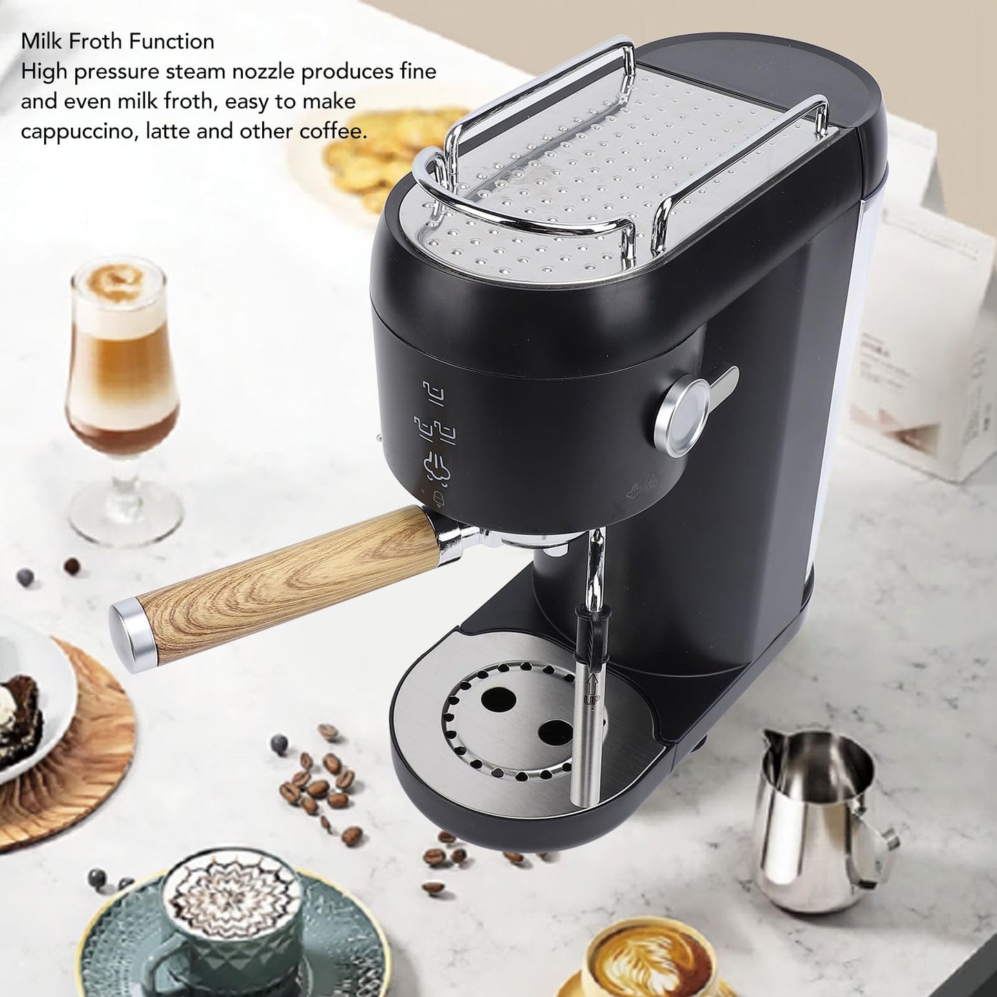 Cafetera Espresso de 20 Bares, Cafetera Monodosis con Prensador de Portafiltros, Cafetera Espresso Eléctrica | Cafetera Espresso Compacta | Cafetera Espresso para Capuchino (#1)