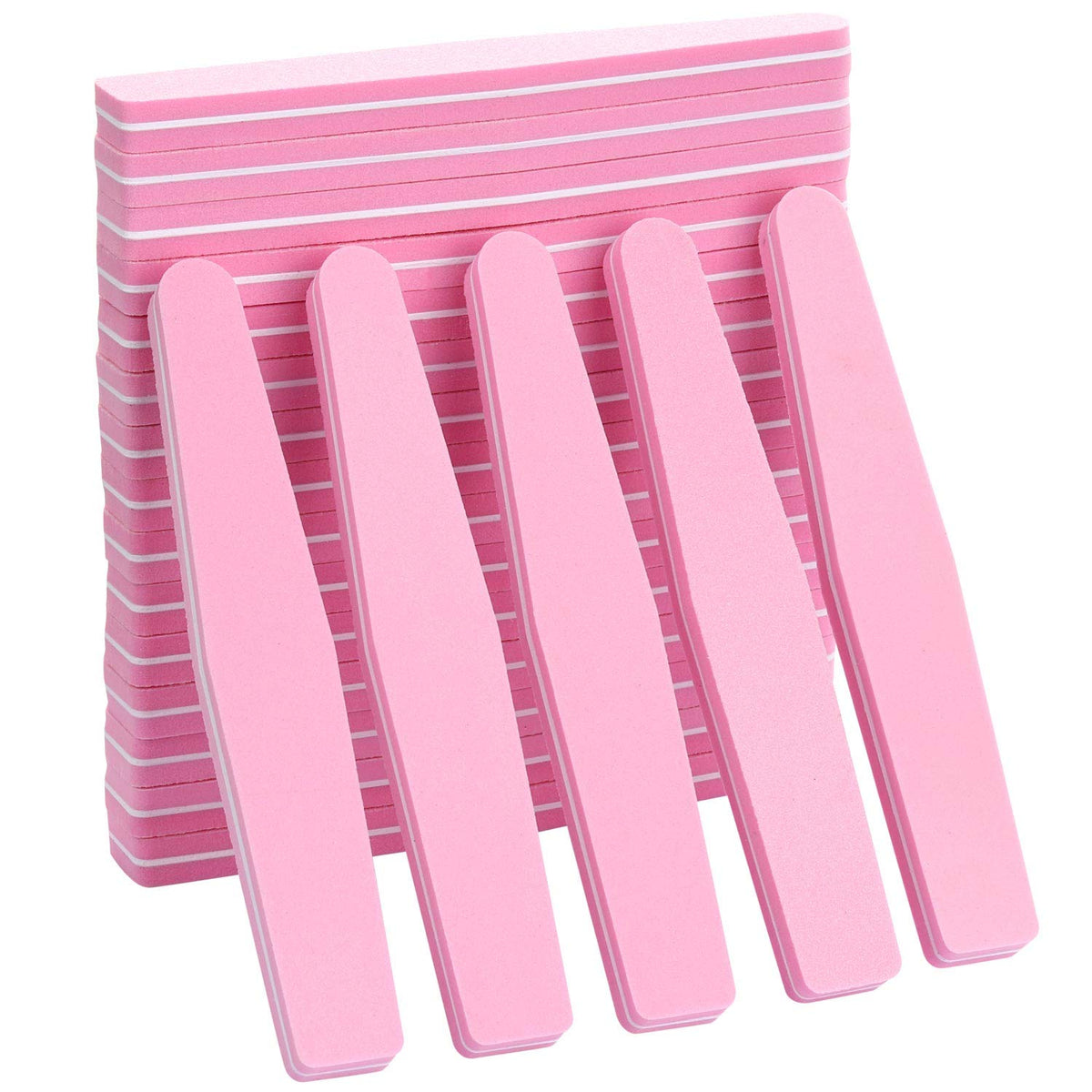 Paquete de 20 limas de bloque de uñas lavables, doble cara, 100/180, lima de lijado (rosa)