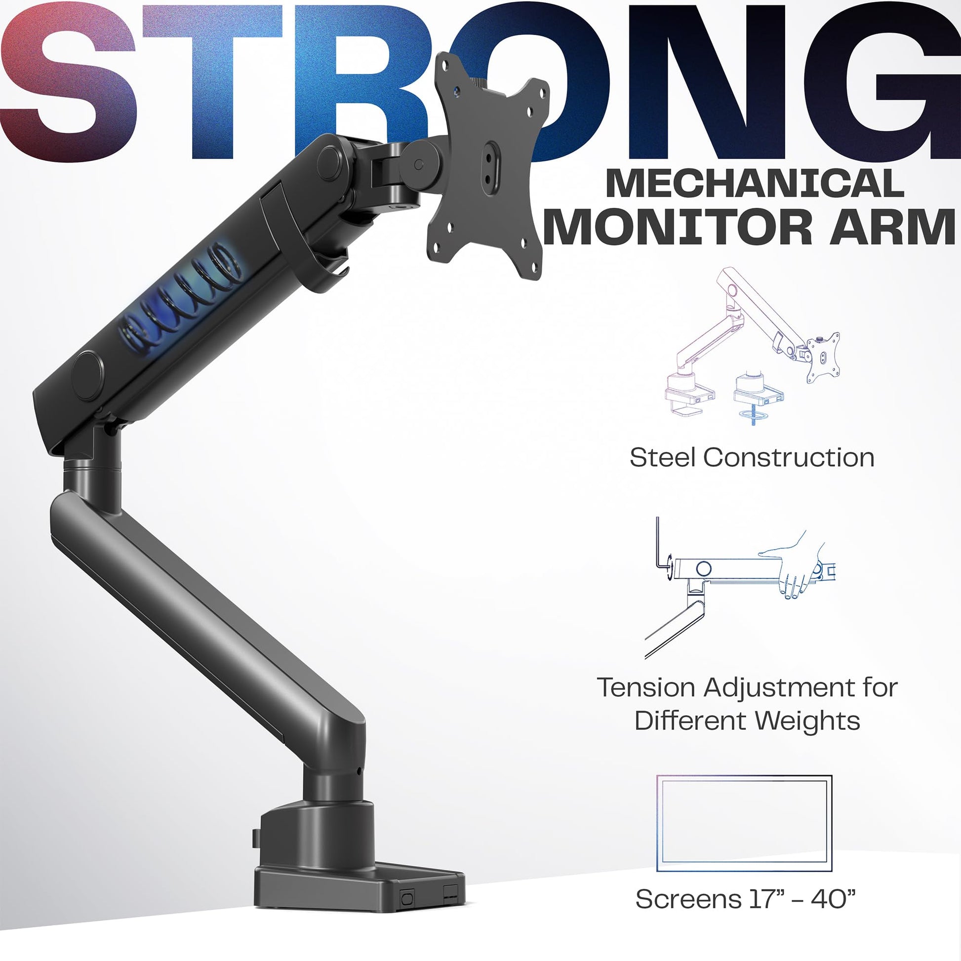 Soporte de Escritorio Vivo Aluminio Alta Calidad Movimiento Completo Brazo de Elevación para Pantallas hasta 40 Pulgadas
