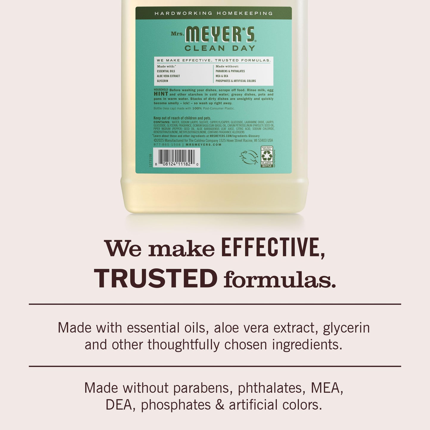 Mrs. Meyer's Clean Day - Jabón líquido para jabón, albahaca, 48 onzas