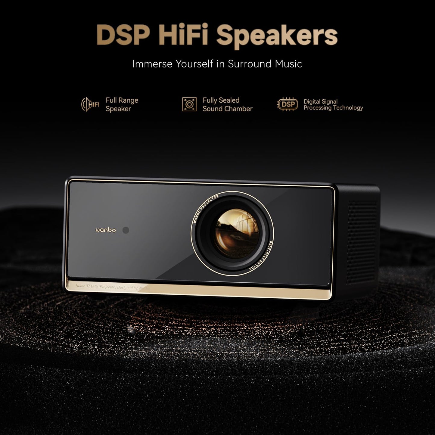 Proyector 4K Wanbo X5 Pro Negro Bluetooth WiFi Enfoque Automático para Cine en Casa