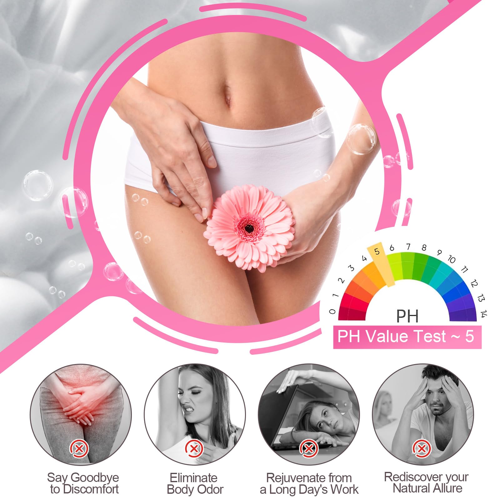 Juego de barra de jabón y aceite Yoni para mujeres, aceite femenino 100% natural, desodorante íntimo que elimina el olor y equilibra el pH, suero femenino elaborado con aceites esenciales naturales