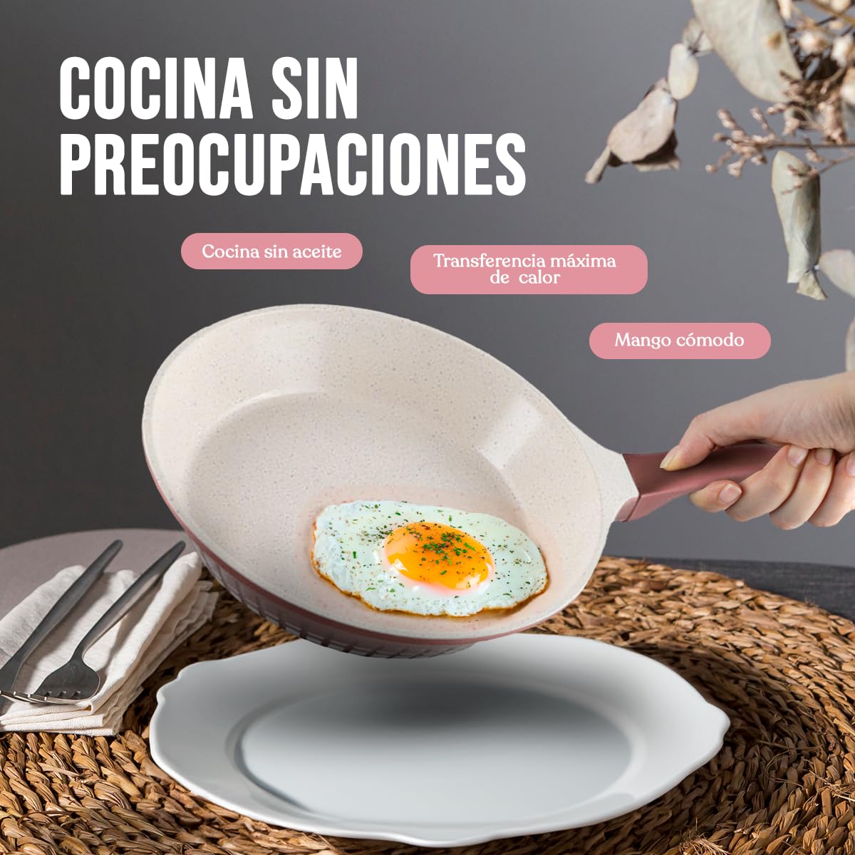 KOCHSTELLE - Bateria de Cocina de 13 Piezas con Revestimiento de Mármol Antiadherente sin PFOA y 2 Juegos de Protector de Silicona | Cacerolas, Ollas y Sártenes | Profesionales Premium
