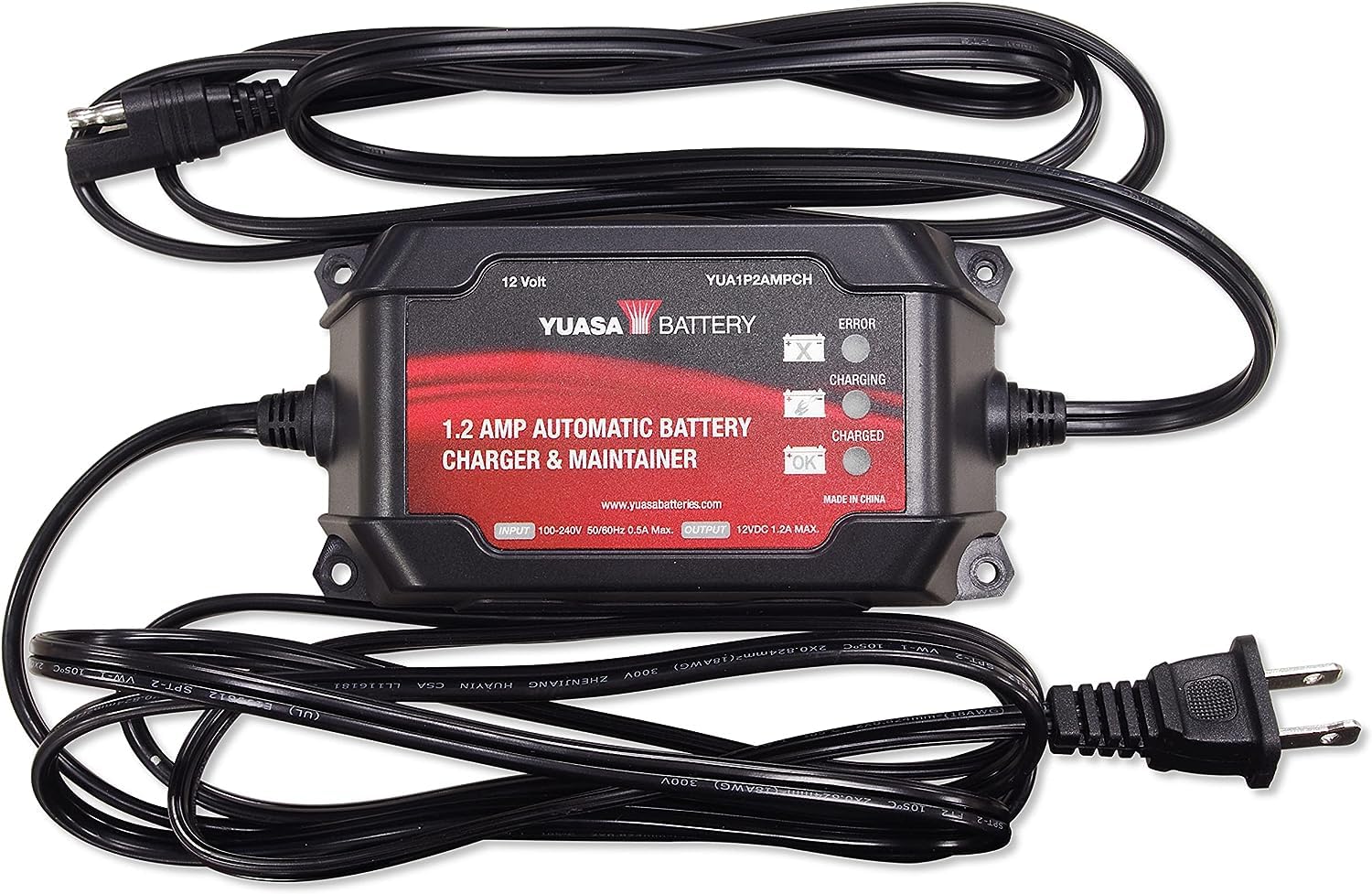 Yuasa YUA1AMPCH - Cargador de batería de 12 V, 1 amperio, cumple con 50 estados