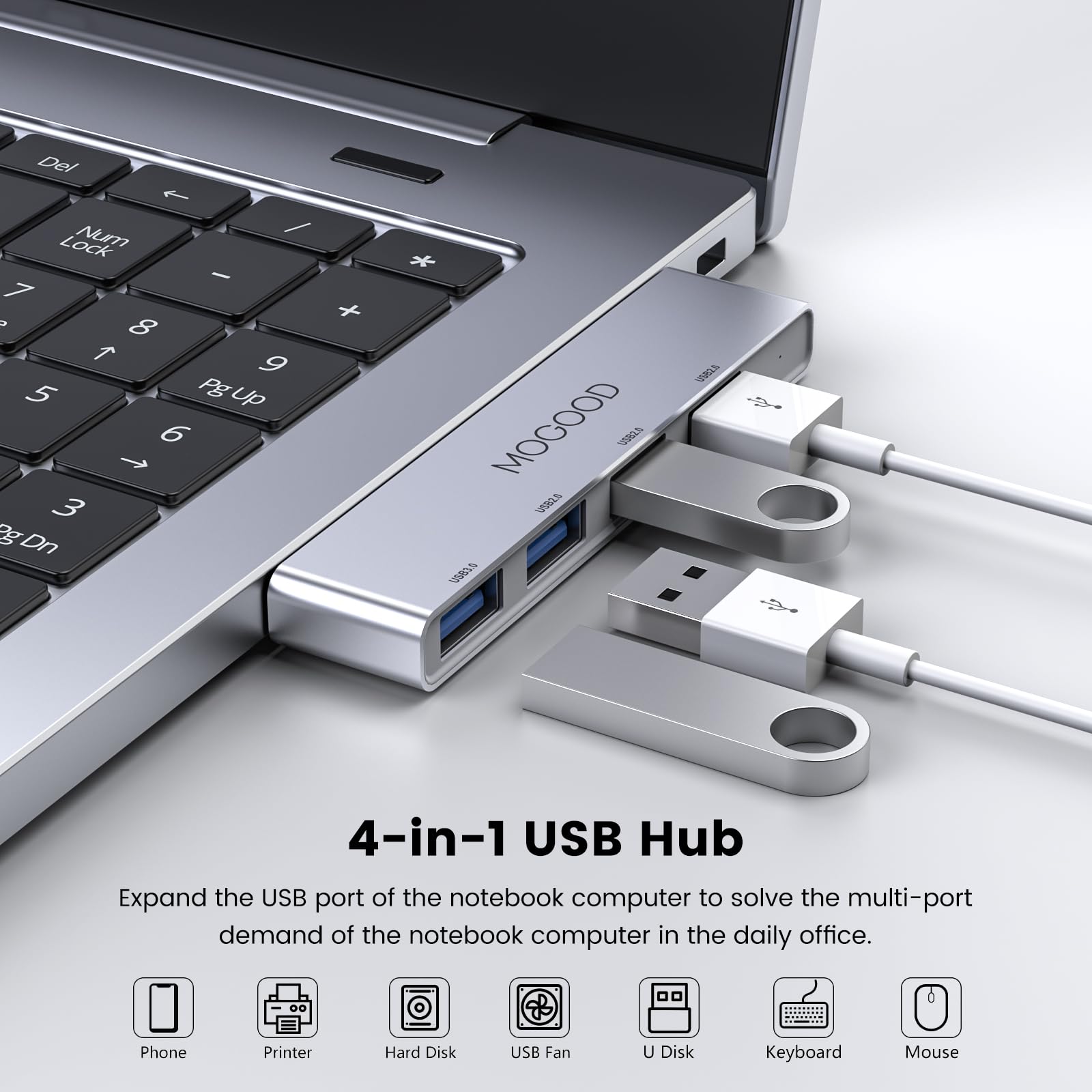 Hub USB 3.0 MOGOOD para Portátil Expansor Multipuerto en Azul