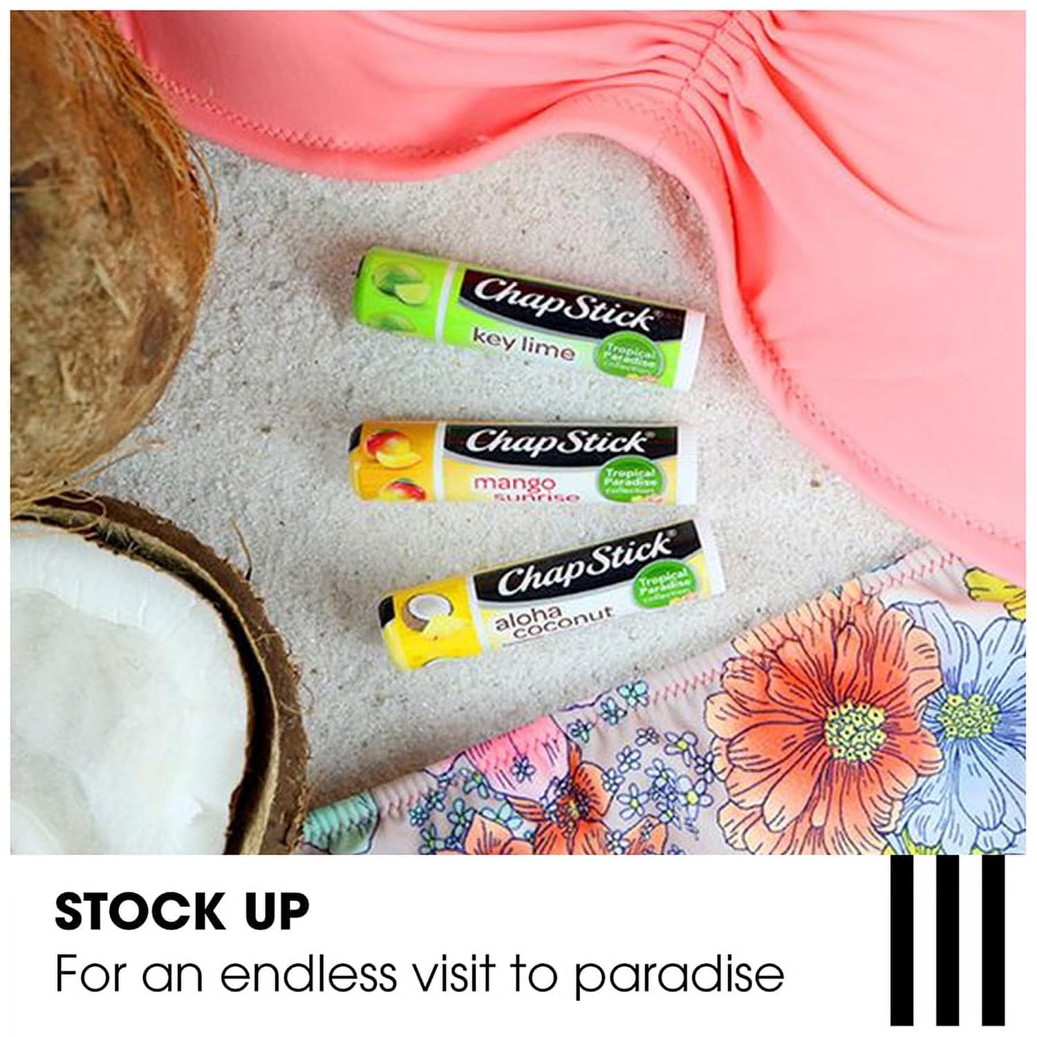 Chapstick Tropical Paradise Collection Lip Care, 0.15 Ounce, 3 ct