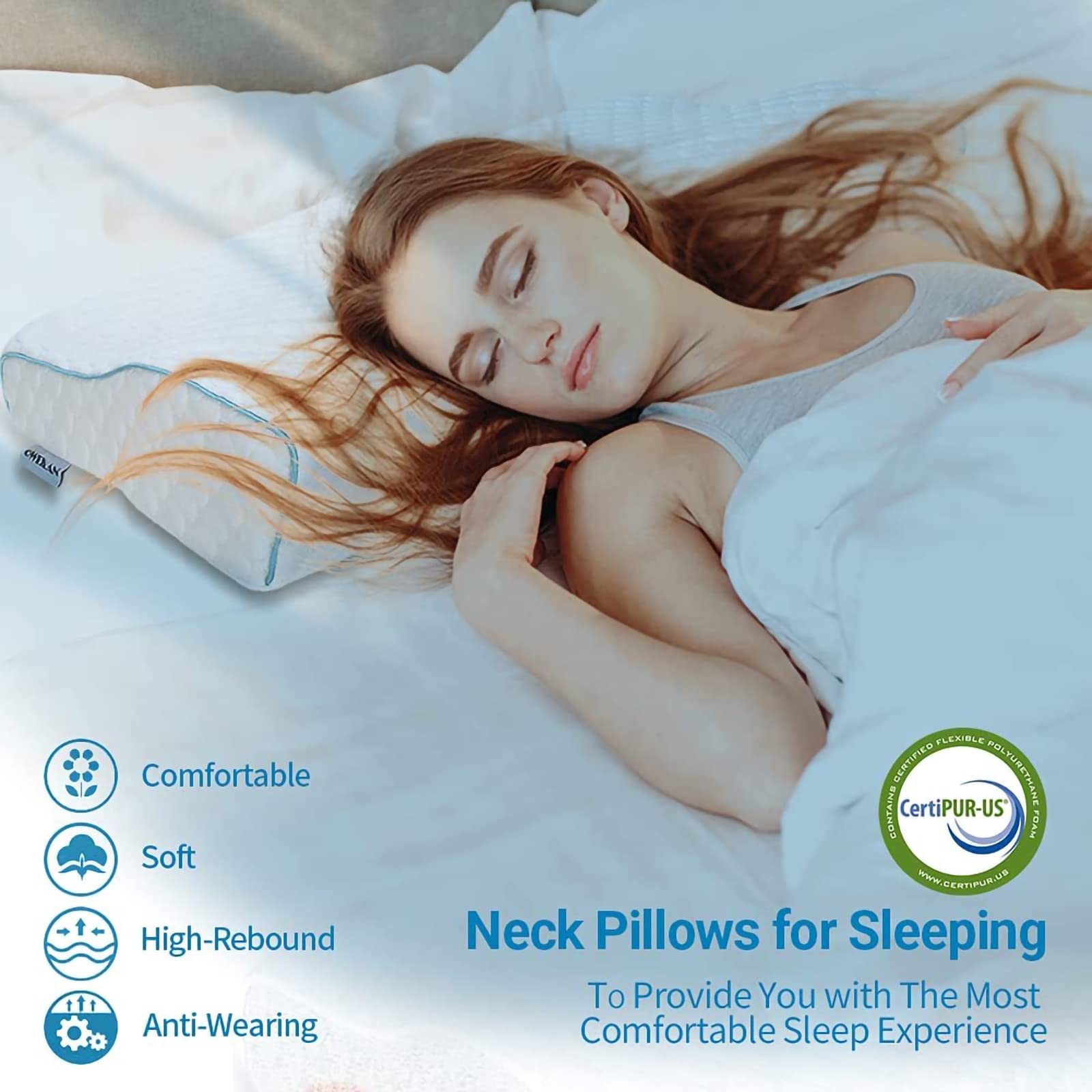HOOSUFU Almohada Memory Foam Almohada ortopedica Cervical Almohada ortopedica para Dormir Almohadas de Espuma Viscoelástica Almohada para cervicales y Cuello