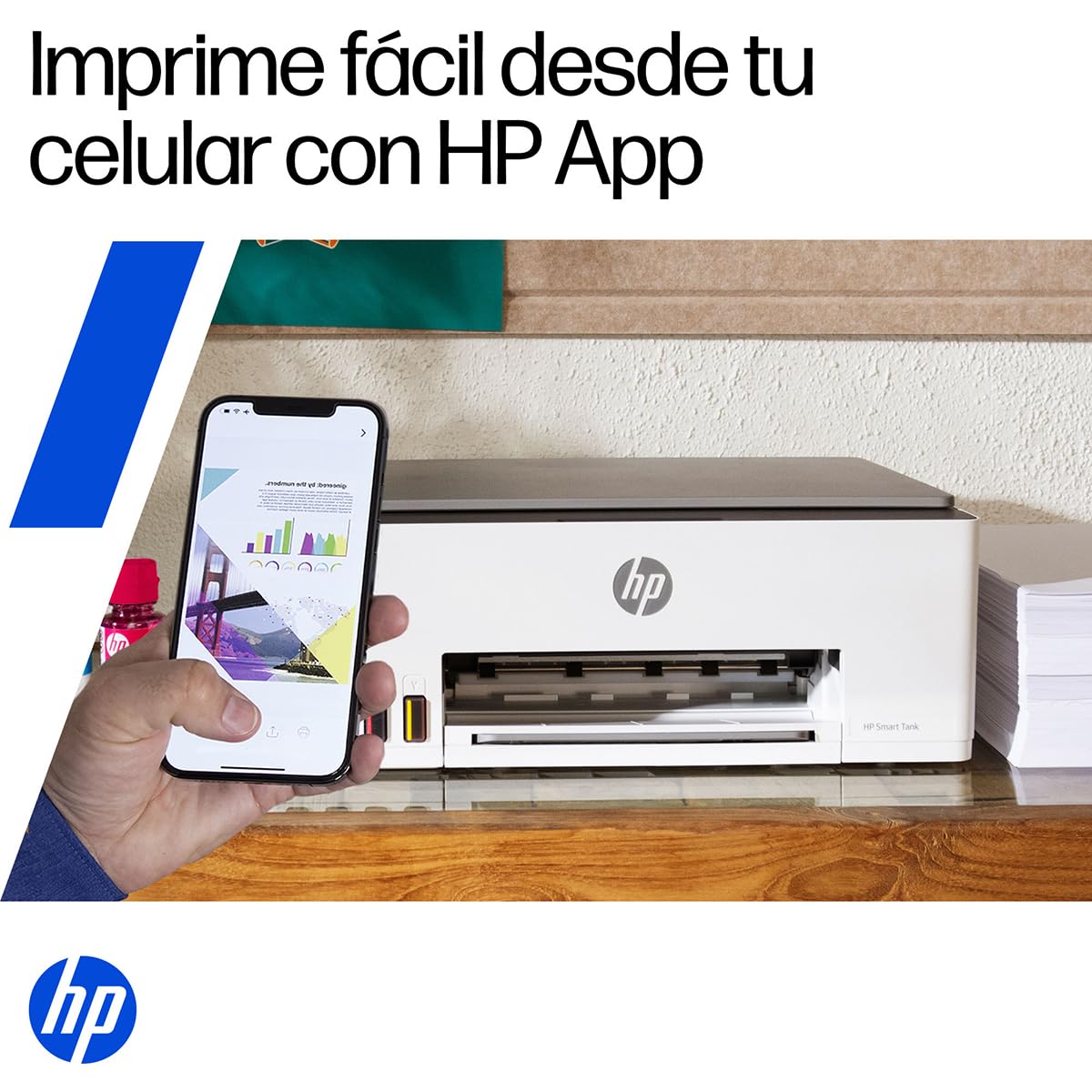 HP Impresora Multifuncional Smart Tank 580, Tinta Continua, Color, Wi-Fi, Dúplex (Doble Cara) Manual, Impresión Desde Smart App, 2 años de Garantía (1F3Y2A)
