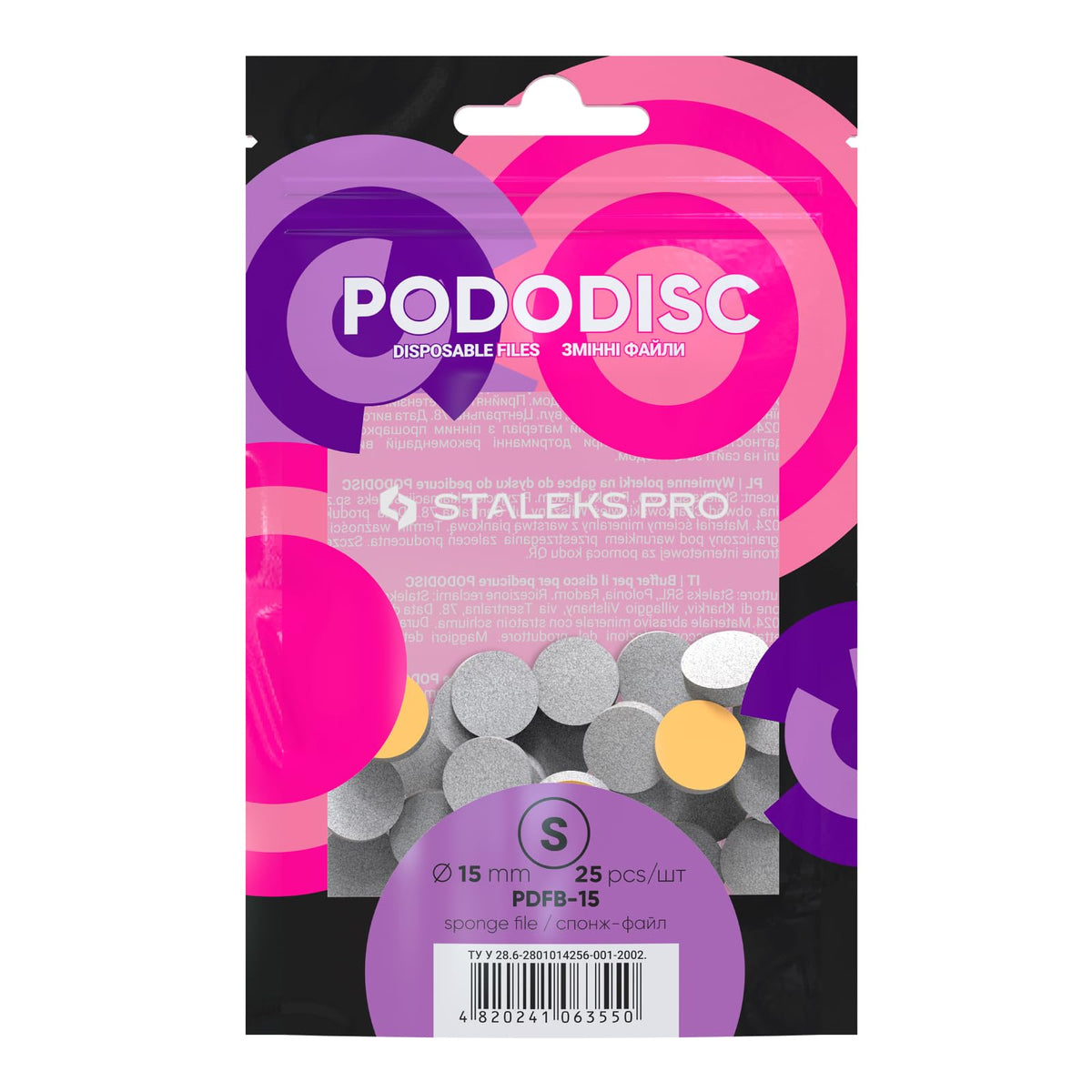 STALEKS PRO - Limas desechables para disco de pedicura, tamaño S (15 mm) / paquete de 25 piezas (modelo PDFB-15)