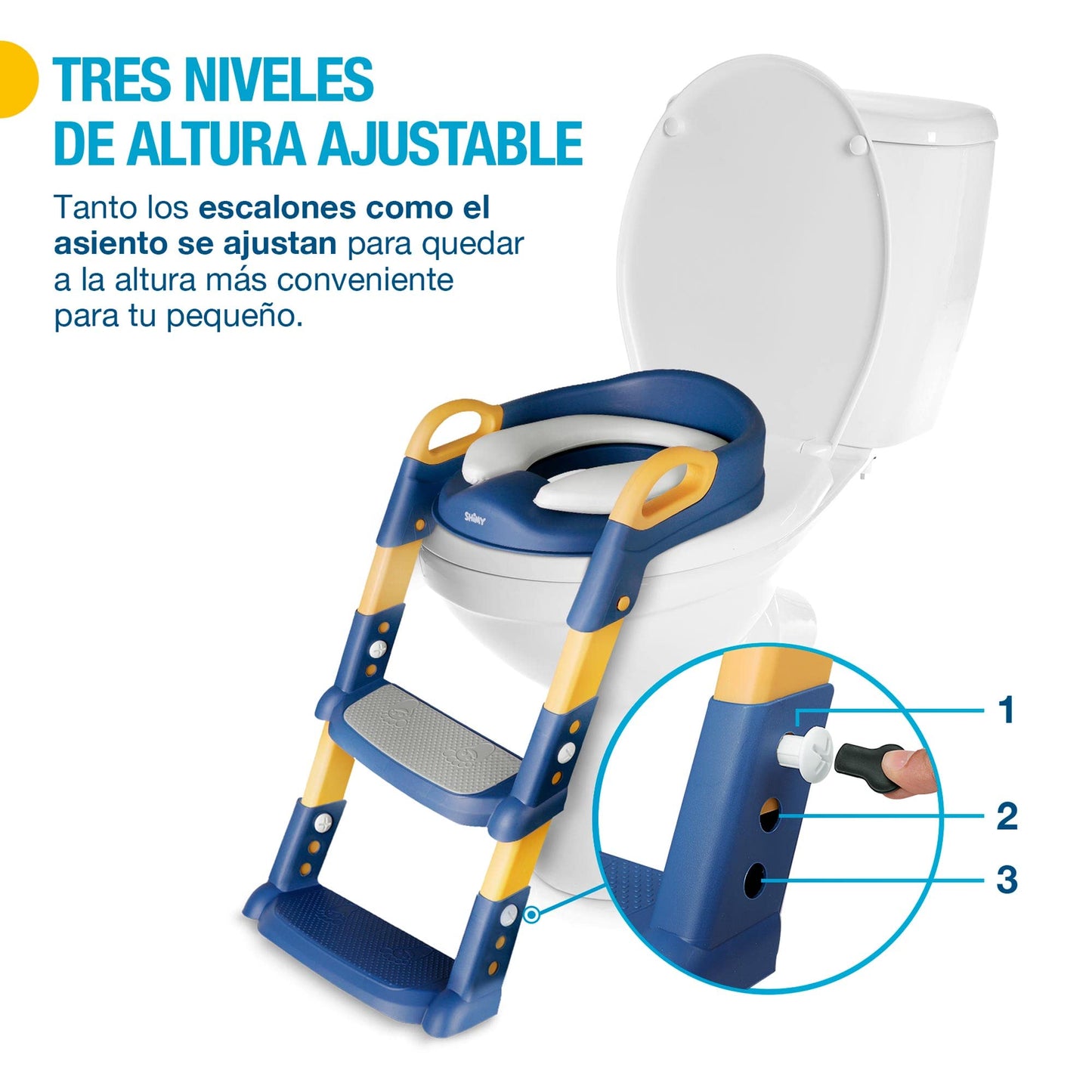 Asiento de Entrenamiento SHIMY Azul con Escalera Antideslizante para Niños