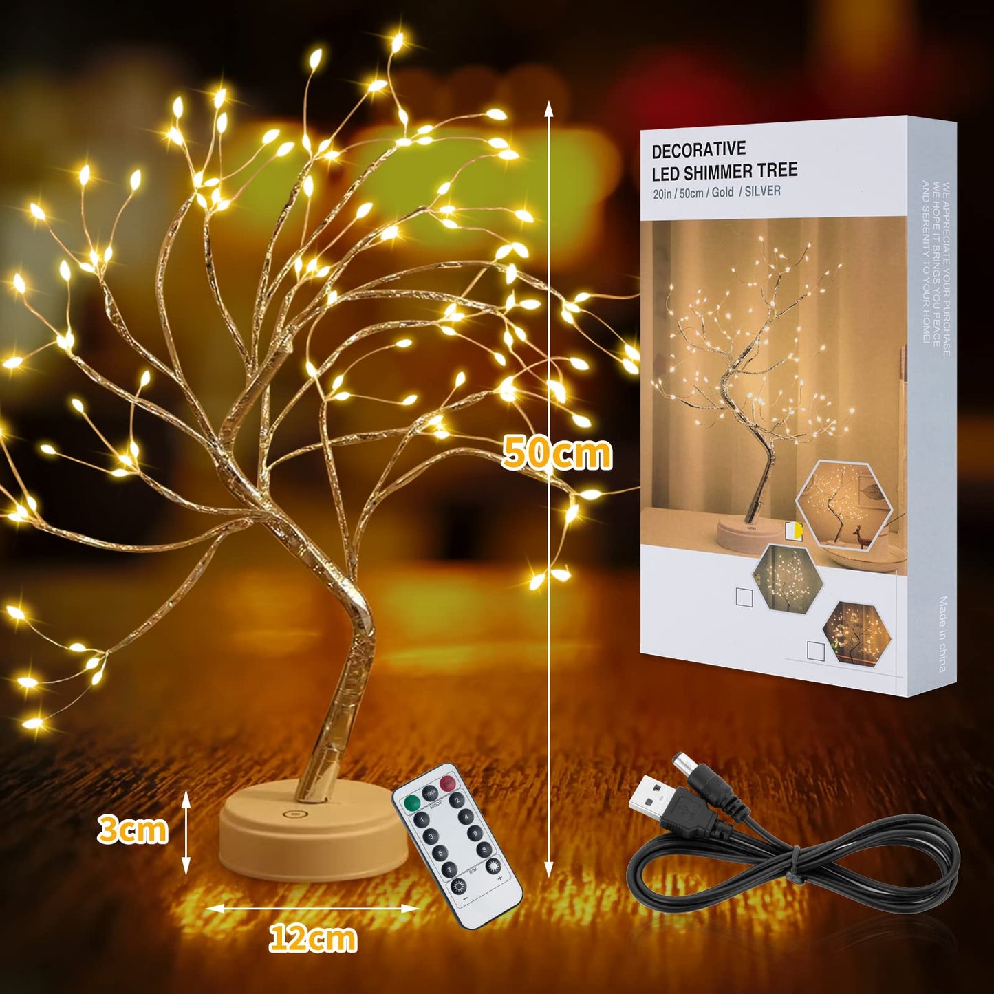 Lámpara Nocturna Bonsái, Luces de Árbol Bonsai con 108 Luces LED de Perlas y Ramas Regulables, Iluminación con Control Remoto y Control Táctil, Decoración Luminosa para Dormitorio,Boda,Festival,Fiesta