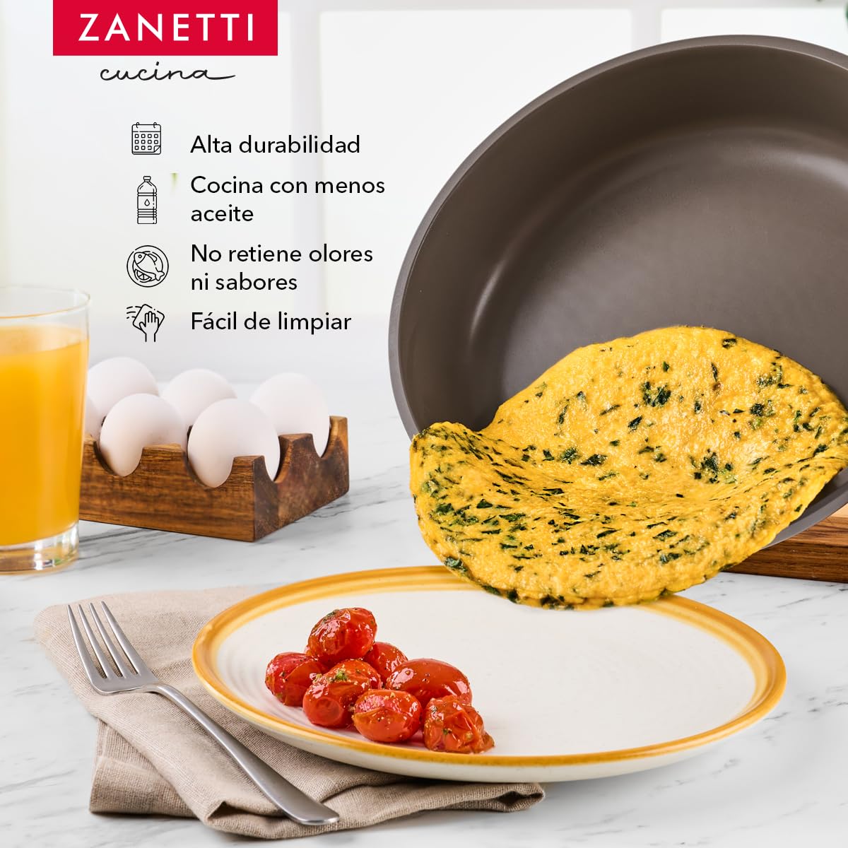Juego de Sartenes Zanetti Gris con Tecnología Italiana y Antiadherente de Granito