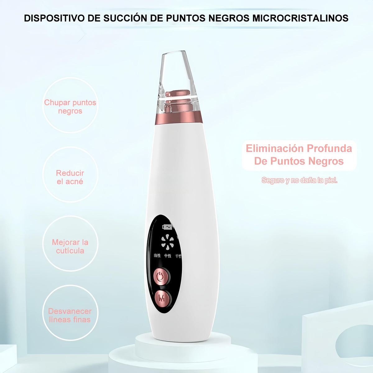 Removedor de Espinillas y Puntos Negros con 6 Sondas y Pantalla LED - Limpiador de Poros Recargable USB con 4 Accesorios para Acné, 3 Modos de Succión, Aspiradora Facial para Cuidado de la Piel