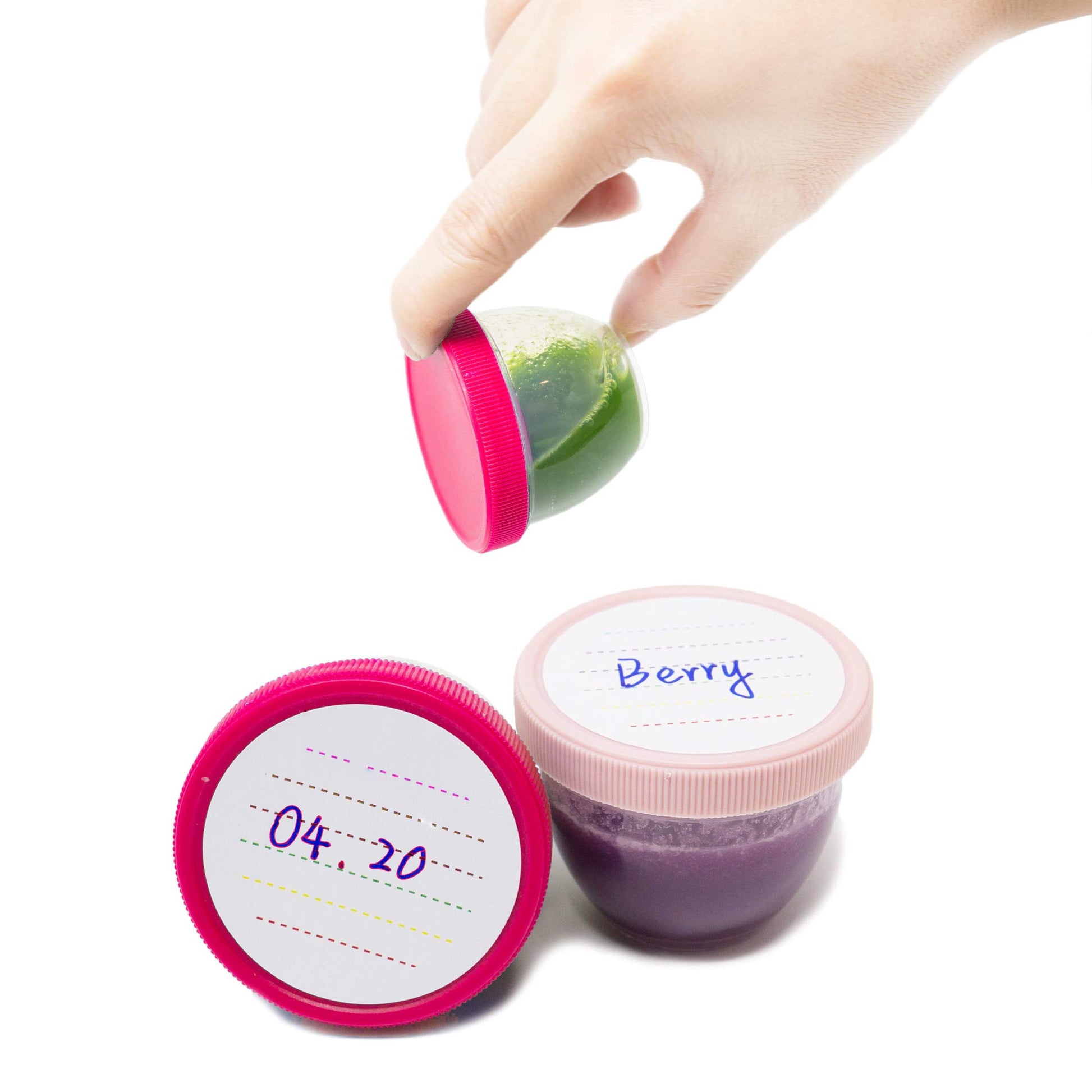 Youngever 18 Sets Baby Food Storage, 2 Ounce Baby Food Containers with Lids, 9 Pink Colors, with Lids Labels