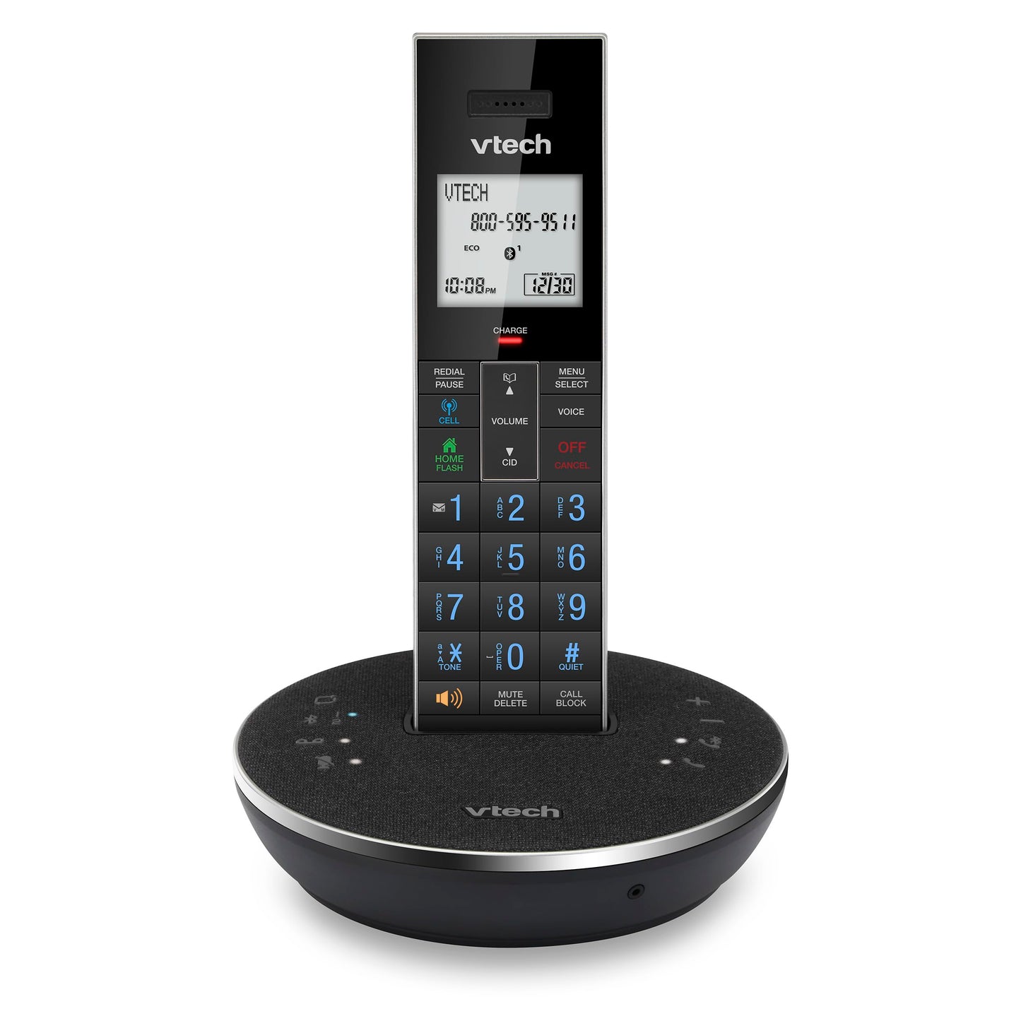 VTech LS6381 DECT 6.0 Teléfono inalámbrico con altavoz Bluetooth con cancelación de eco, reducción de ruido, transmisión de música. Perfecto para PC/teléfono fijo/llamadas celulares. Sistema de contestación, bloqueador de llamadas inteligente