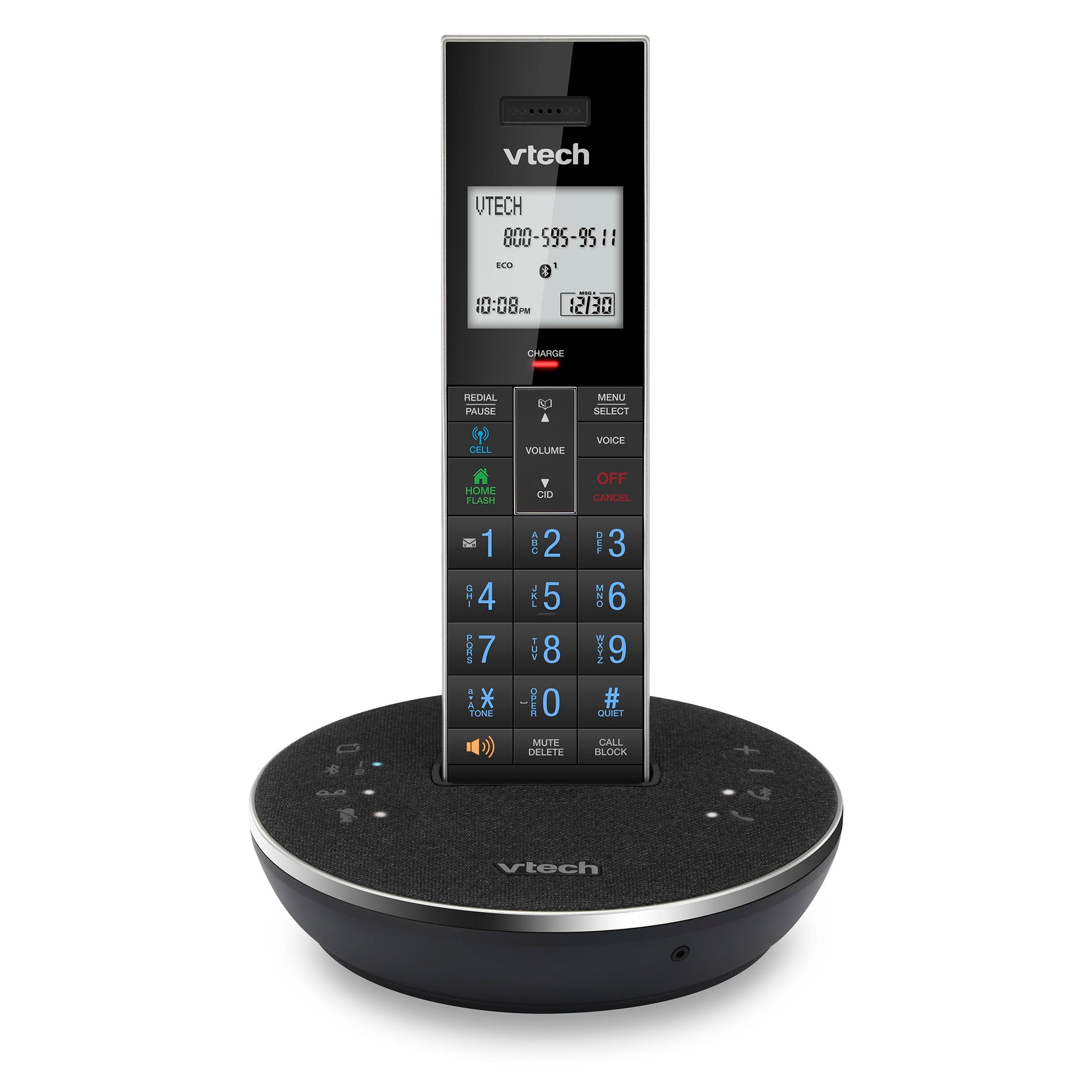 VTech LS6381 DECT 6.0 Teléfono inalámbrico con altavoz Bluetooth con cancelación de eco, reducción de ruido, transmisión de música. Perfecto para PC/teléfono fijo/llamadas celulares. Sistema de contestación, bloqueador de llamadas inteligente