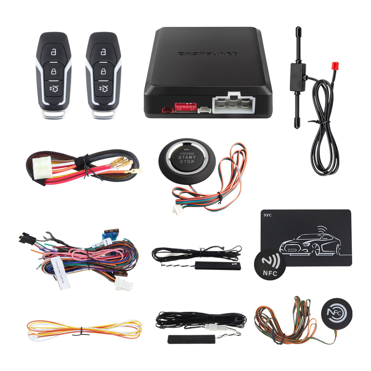 Sistema de Alarma Pasiva Easyguard Negro con NFC y Arranque Remoto para Coche