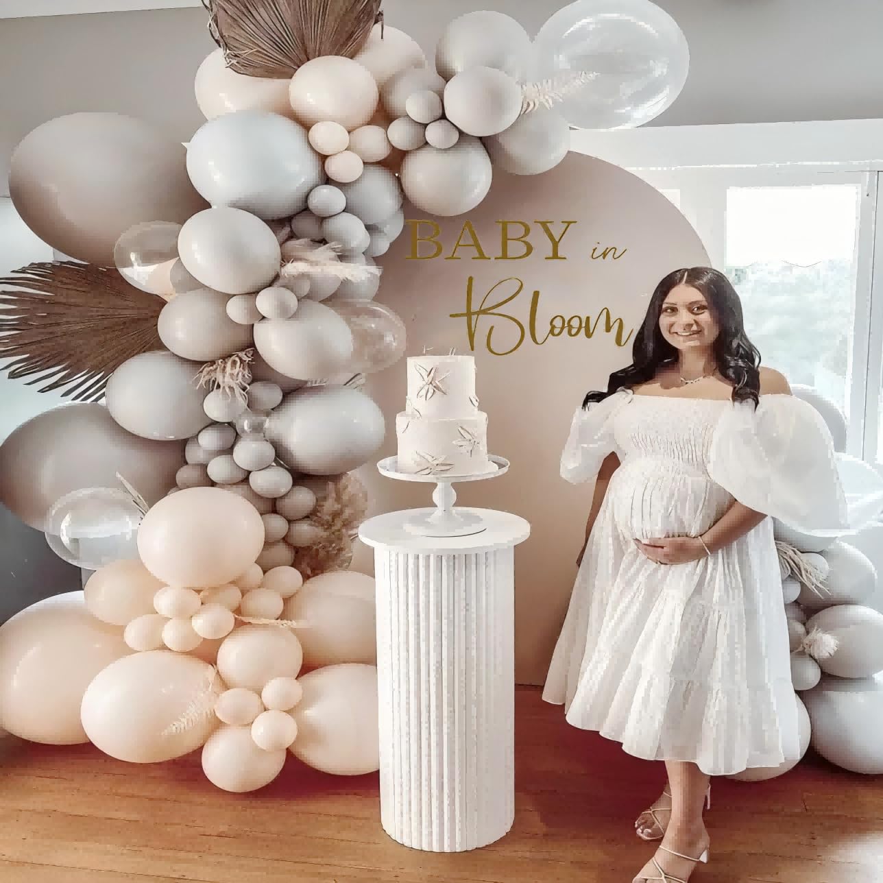 Letrero de decoración de pared para embarazo, diseño de bebé en flor para fiesta con texto en inglés "Baby in Bloom"