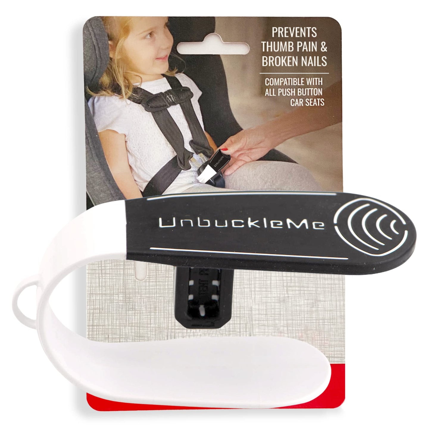 UnbuckleMe - Herramienta de liberación de hebilla de asiento de coche, ayuda fácil de abrir para artritis, uñas largas, niños mayores, empujador de botón para bebés, niños pequeños, asientos