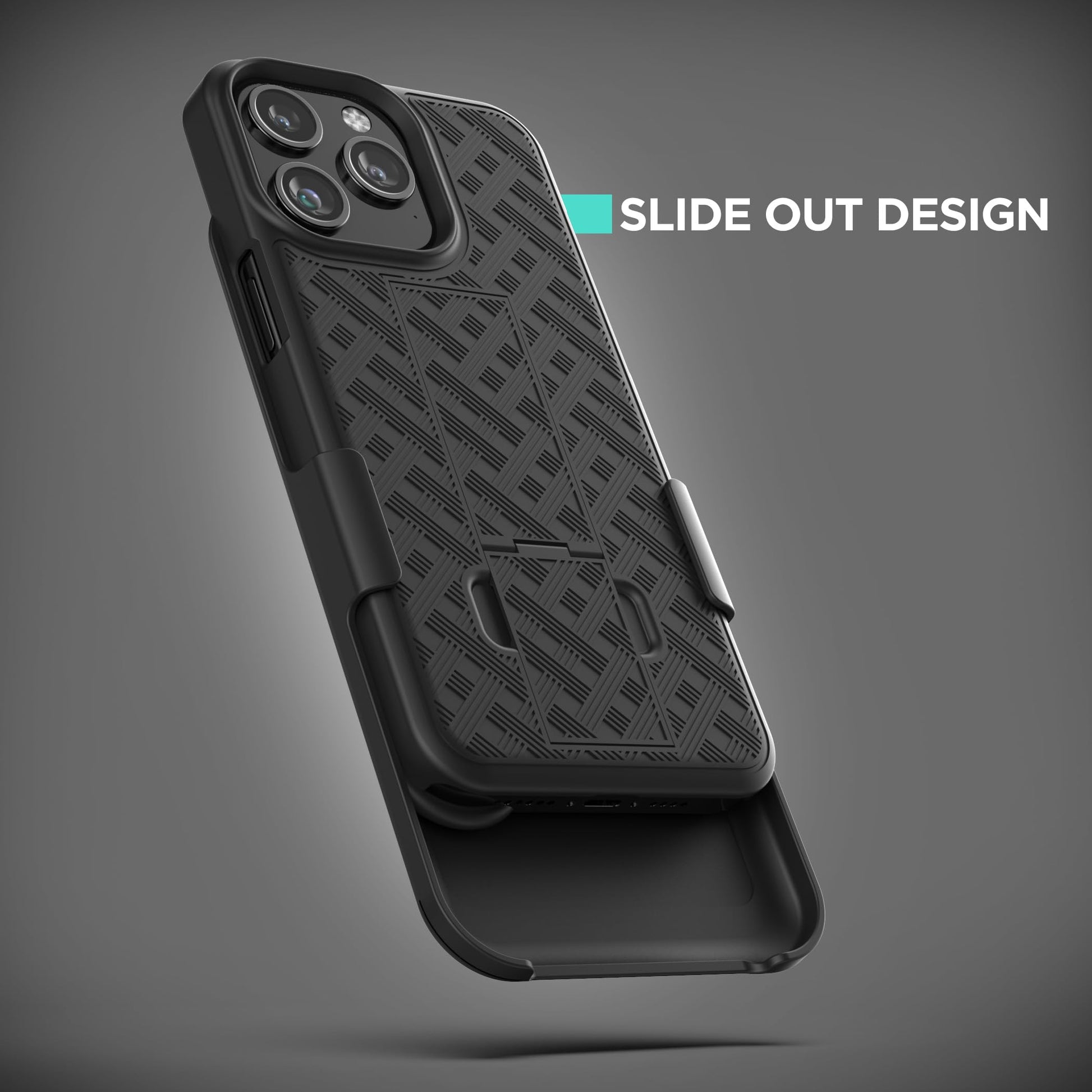 Galvanox Funda diseñada para iPhone 15 Pro Max con clip para cinturón (2023) Ultra Durable PC cubierta dura Combo Shell (negro)