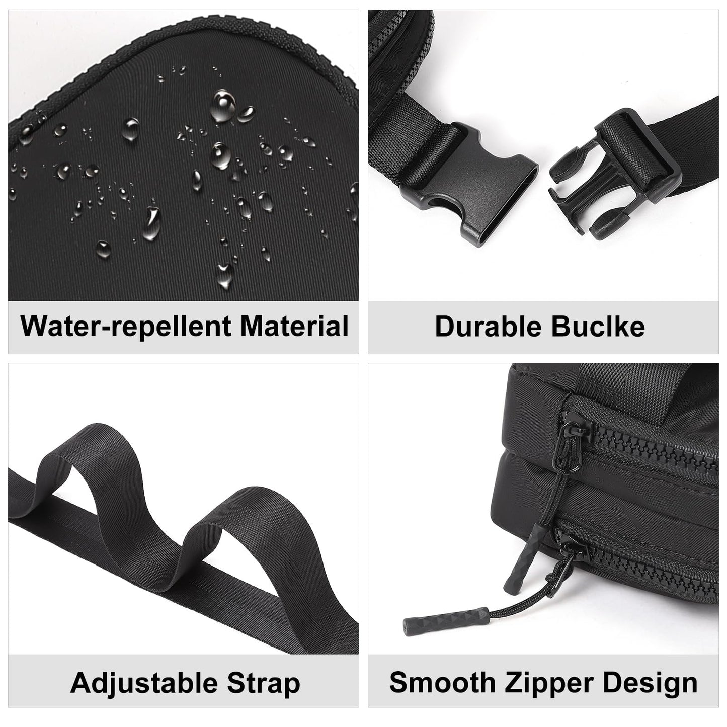 CLUCI - Riñonera pequeña para mujer, bandolera en todas partes de moda, riñonera para mujer con correa ajustable, A1-1 Negro, Pequeño