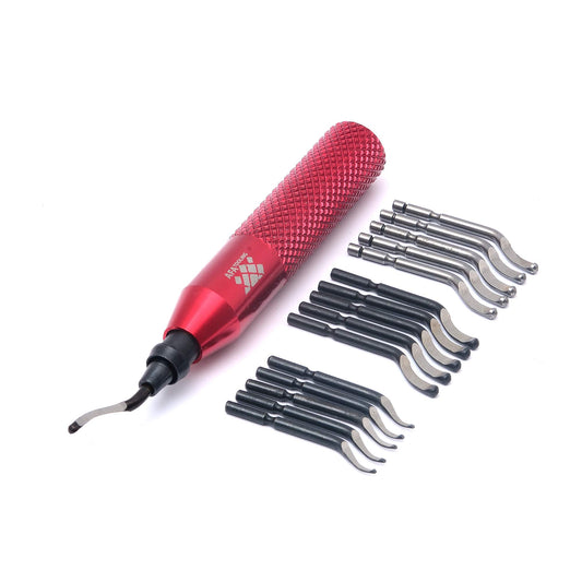 AFA Tools - Herramienta de desbarbado con 15 cuchillas giratorias de acero extra de alta velocidad, funciona en metal, resina, tubos de PVC, cobre, plástico y bordes impresos en 3D, herramienta de